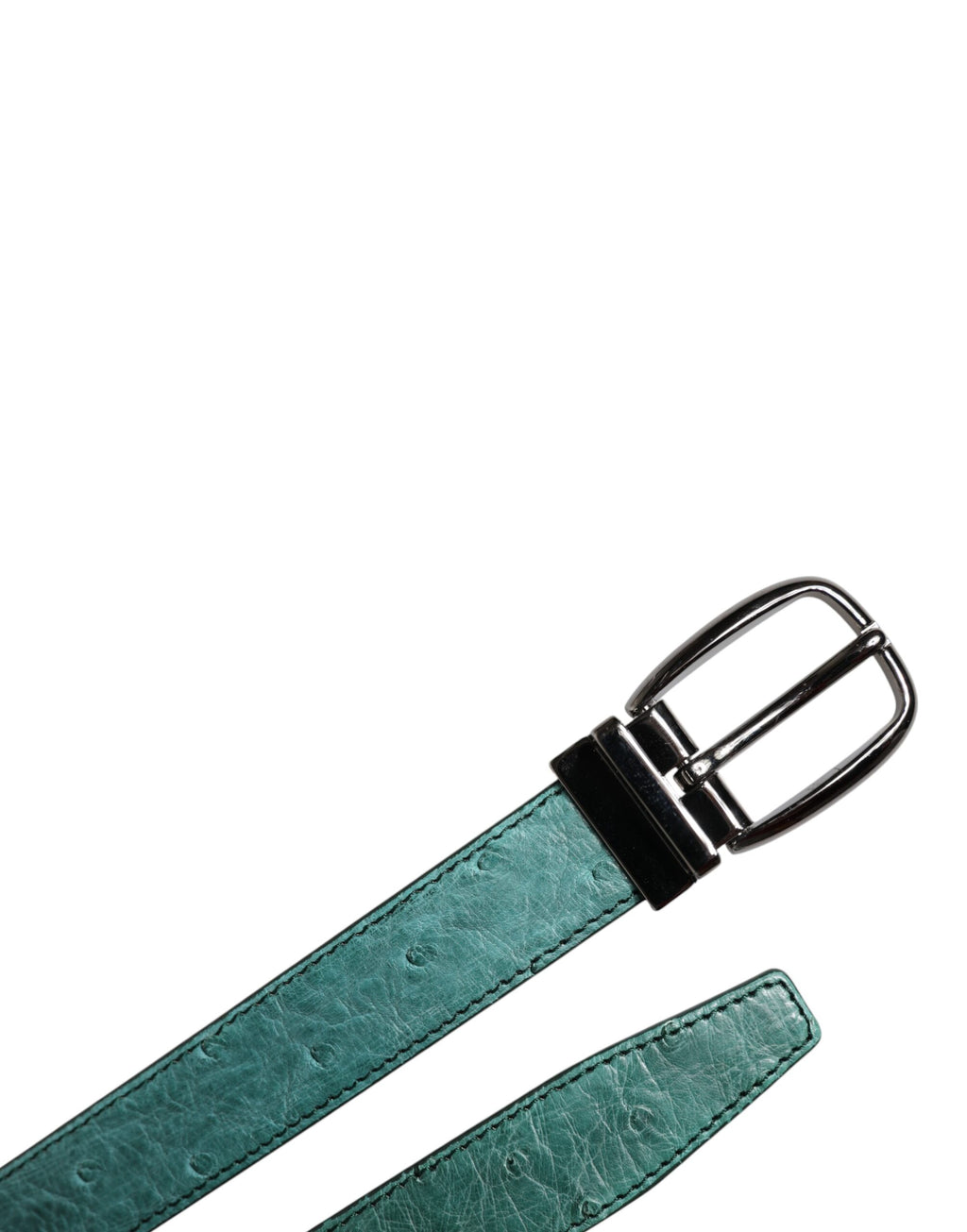 Ceinture Dolce & Gabbana en cuir vert et boucle en métal argenté