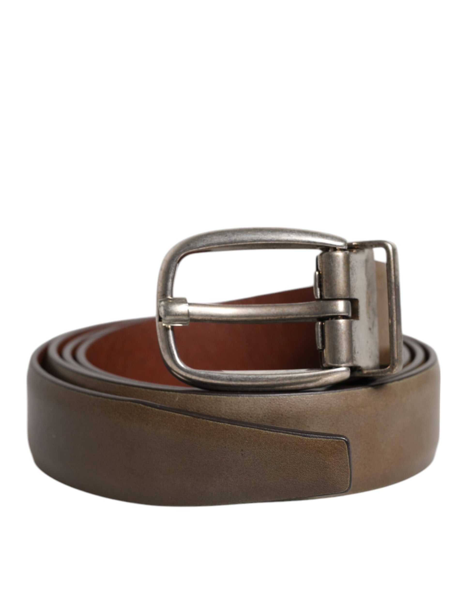 Ceinture Dolce & Gabbana en cuir marron avec boucle logo en métal classique