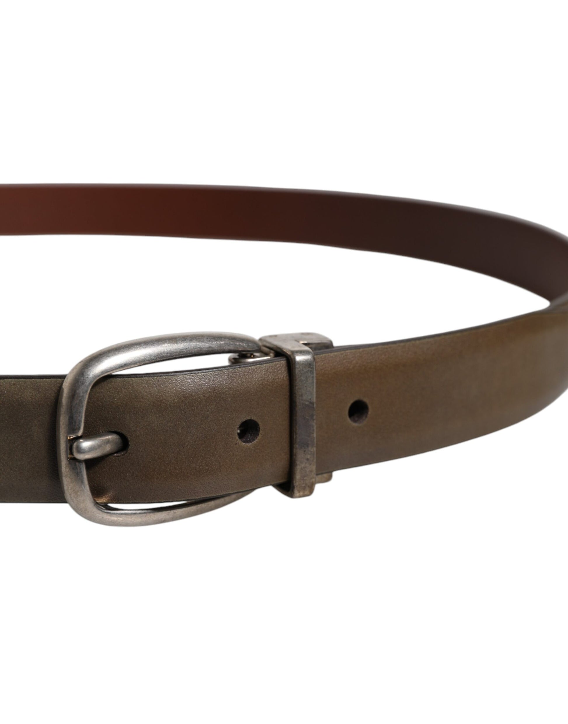 Ceinture Dolce & Gabbana en cuir marron avec boucle logo en métal classique