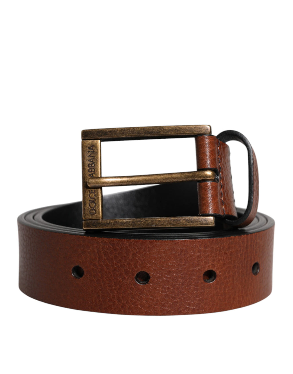 Ceinture Dolce & Gabbana en Cuir de Veau Marron avec Boucle Classique en Métal