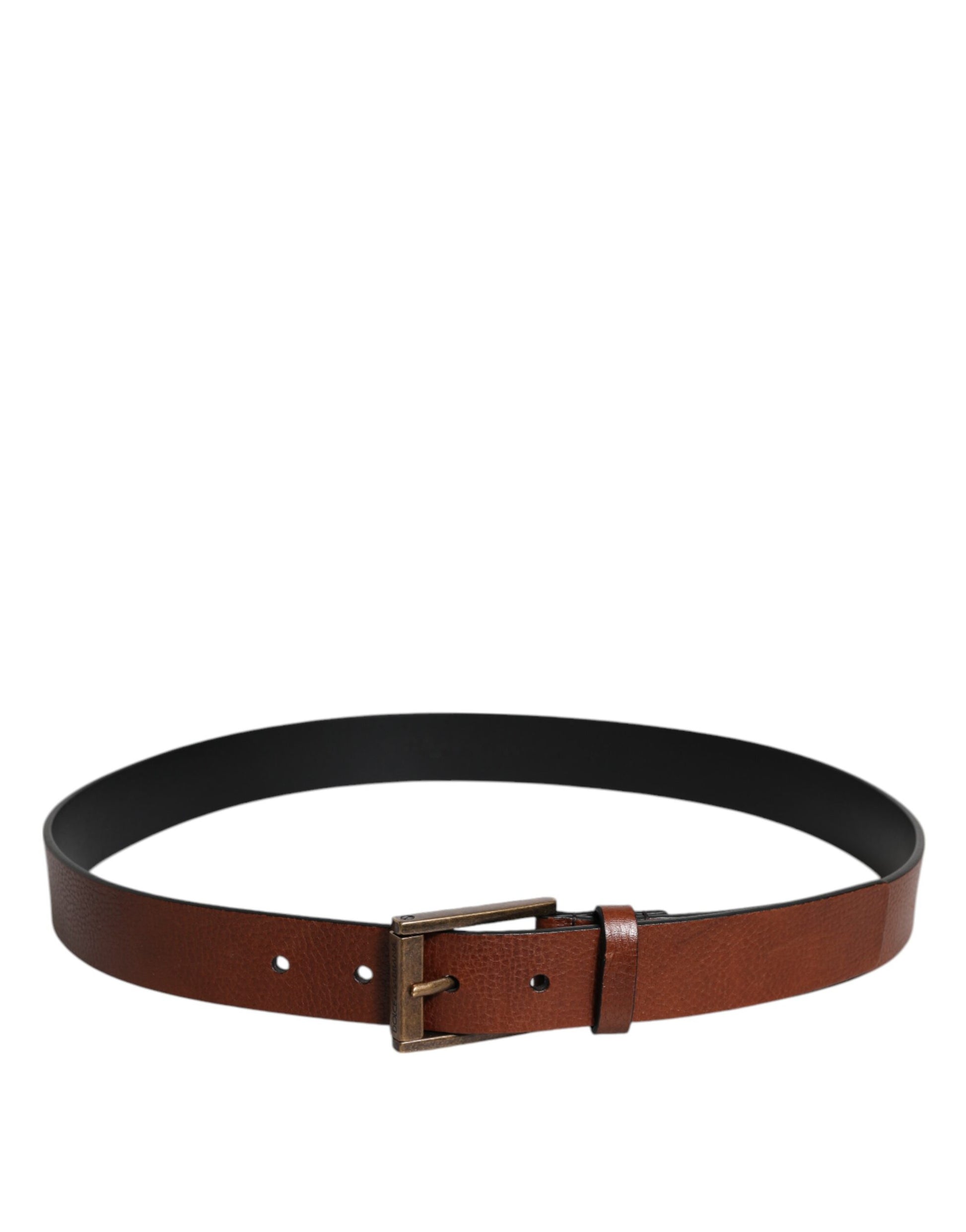 Ceinture Dolce & Gabbana en Cuir de Veau Marron avec Boucle Classique en Métal