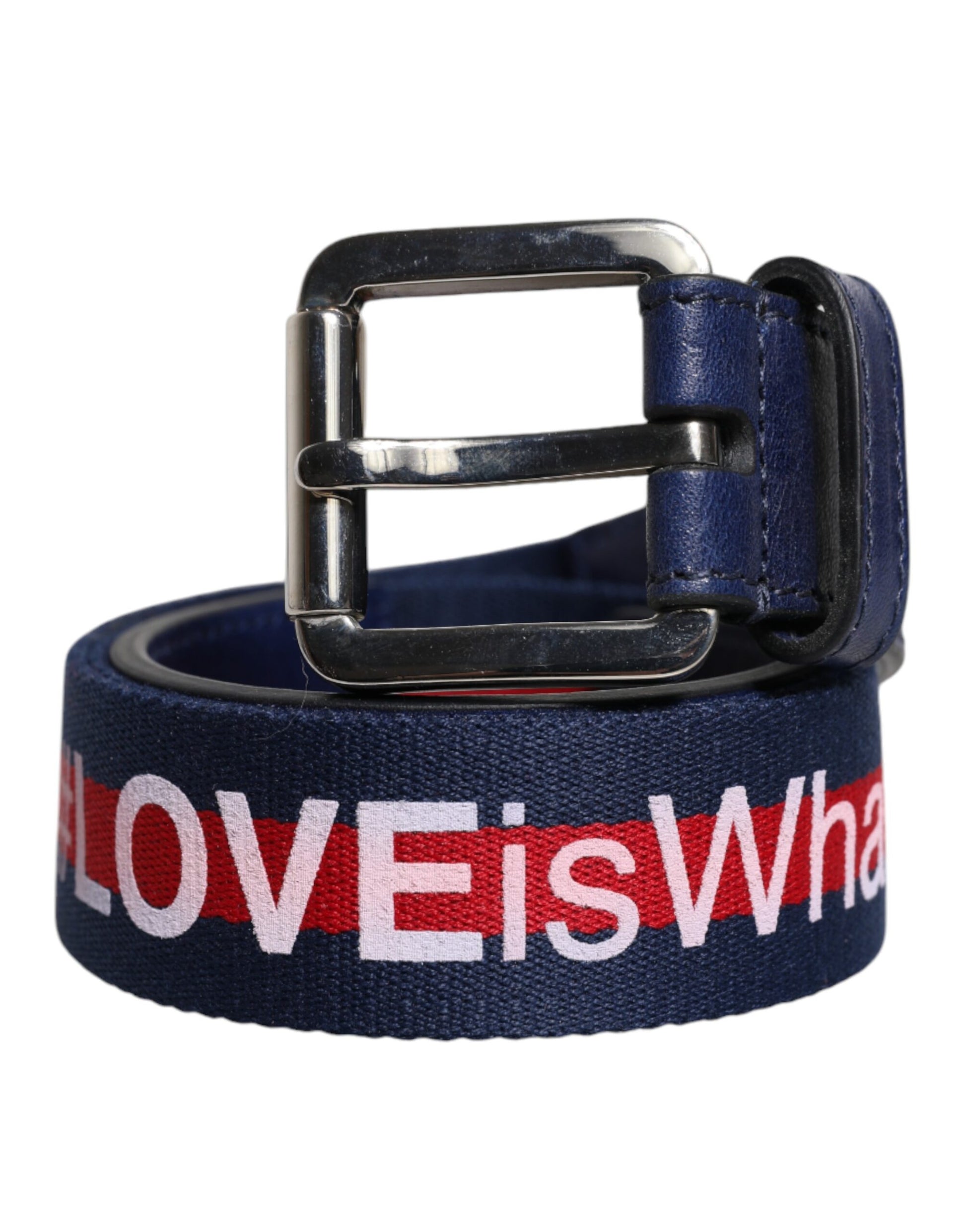 Ceinture Dolce & Gabbana en coton bleu et cuir imprimé avec boucle en métal