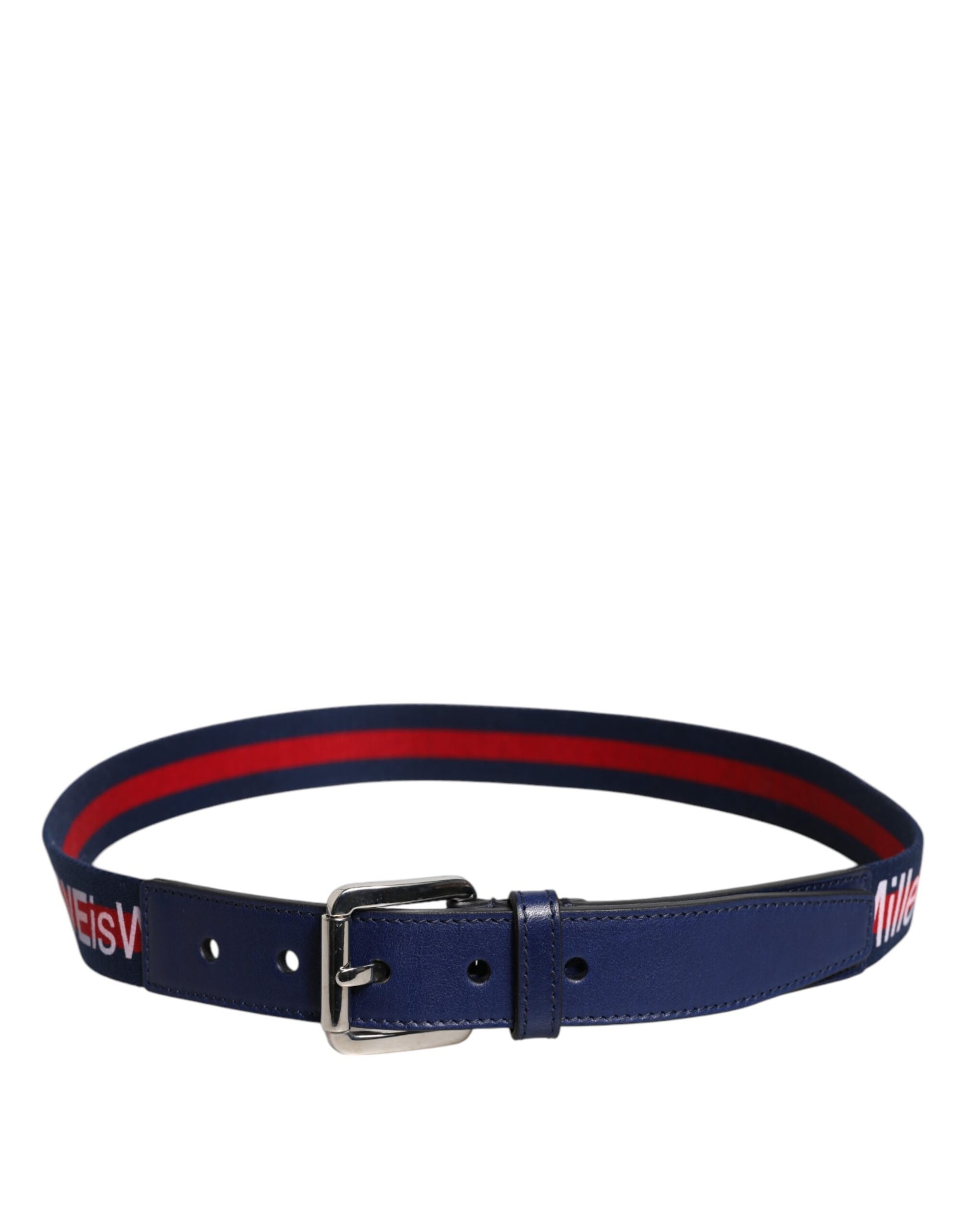 Ceinture Dolce & Gabbana en coton bleu et cuir imprimé avec boucle en métal