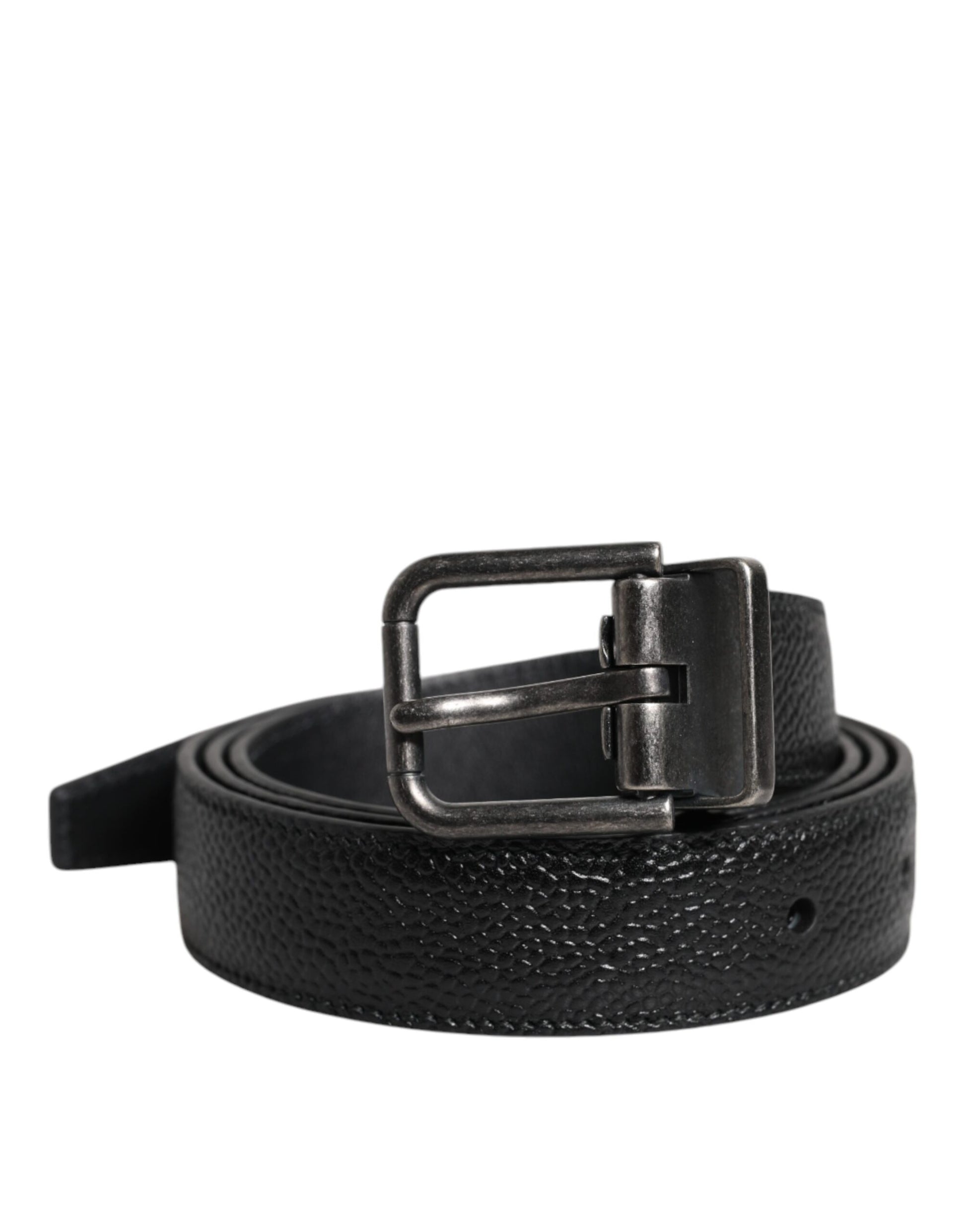 Ceinture Dolce & Gabbana en cuir de veau noir avec boucle métallique classique