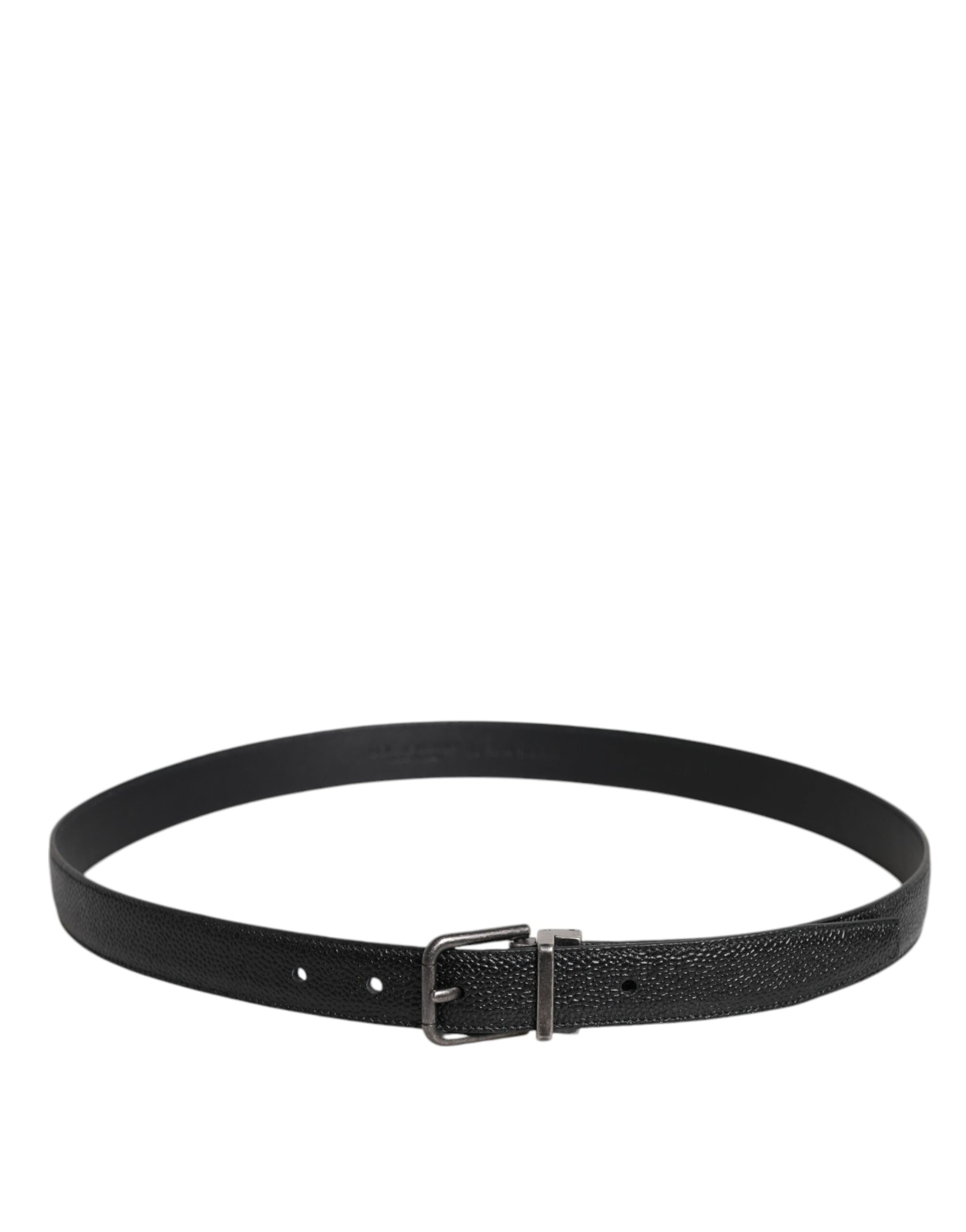 Ceinture Dolce & Gabbana en cuir de veau noir avec boucle métallique classique