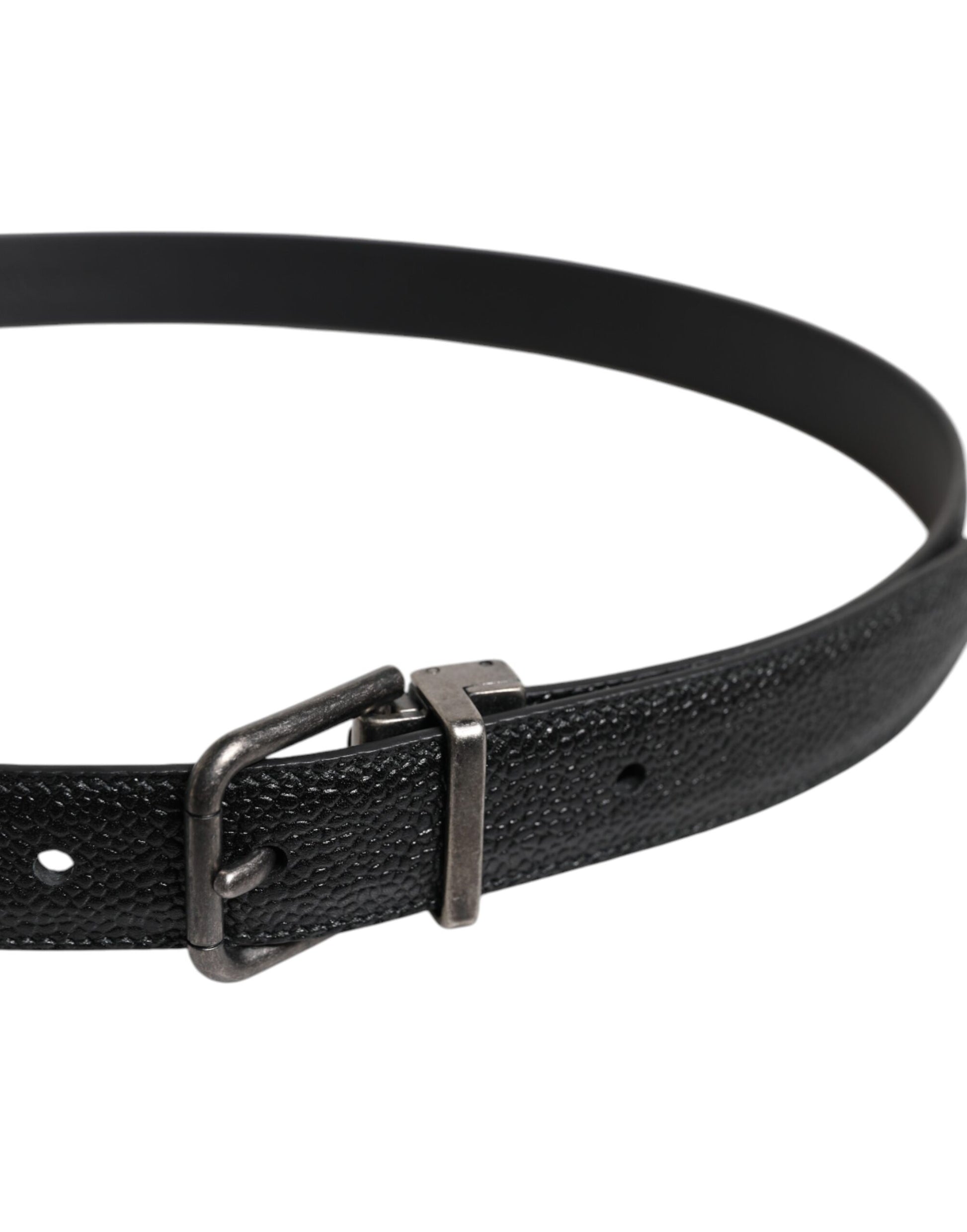 Ceinture Dolce & Gabbana en cuir de veau noir avec boucle métallique classique