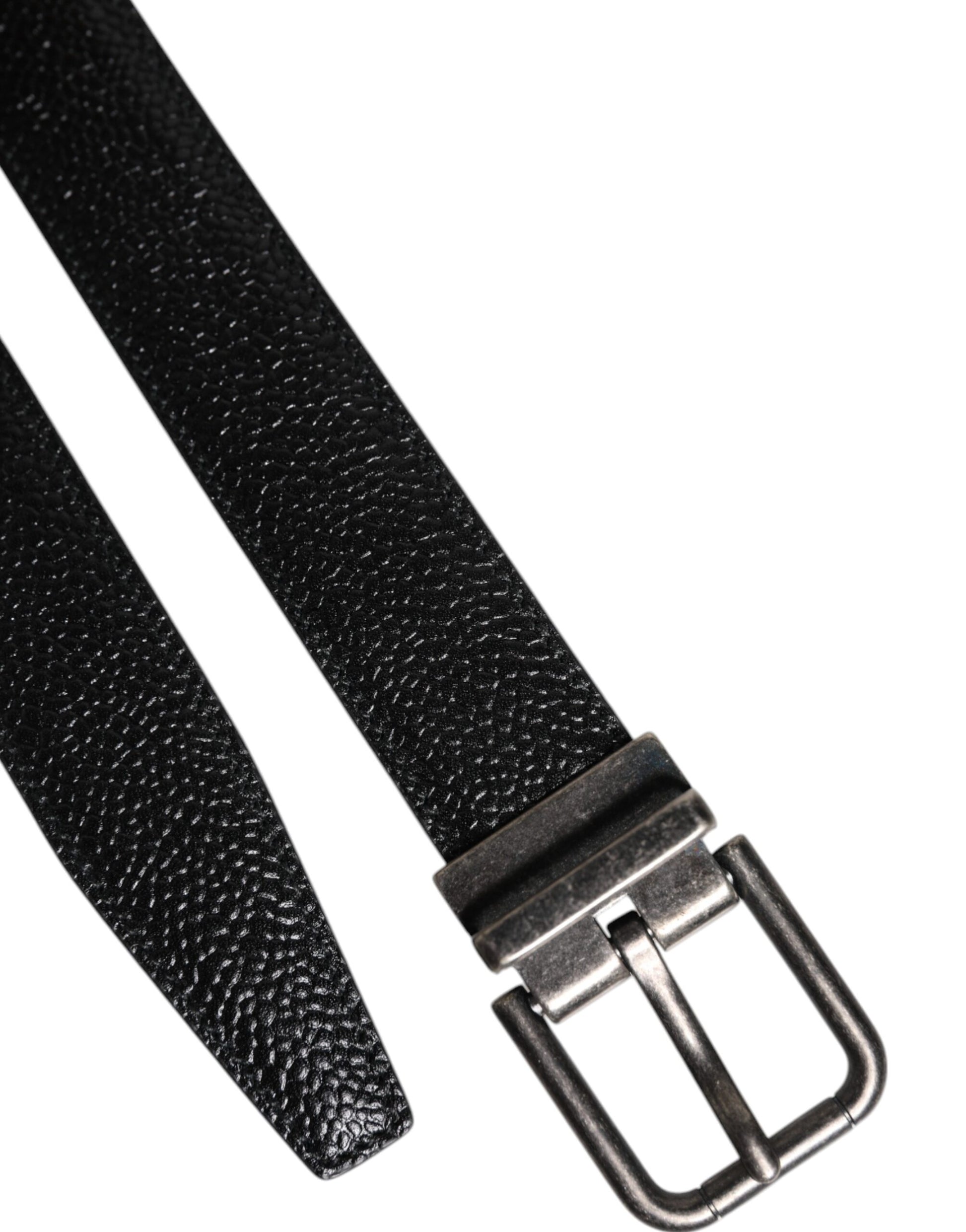 Ceinture Dolce & Gabbana en cuir de veau noir avec boucle métallique classique