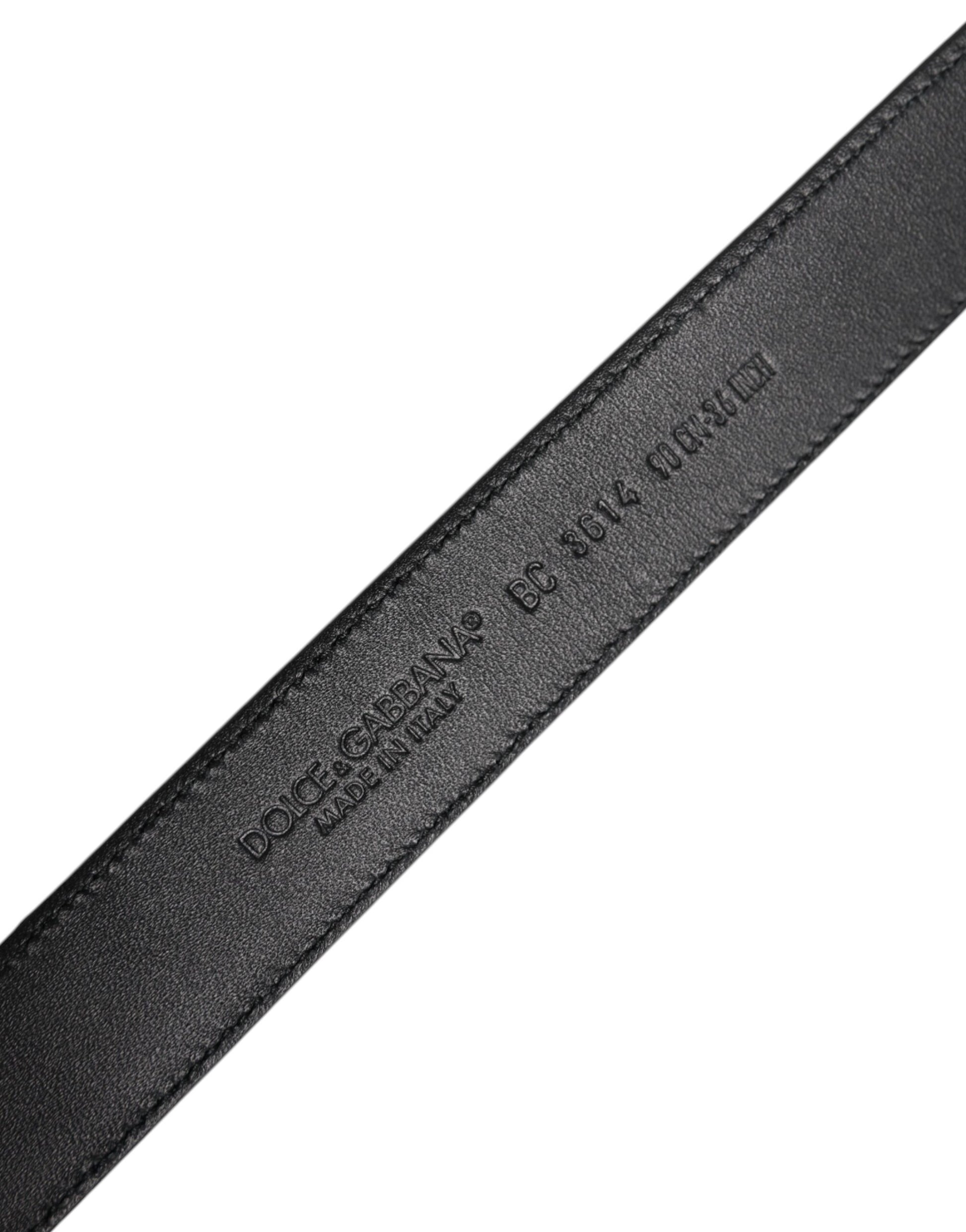 Ceinture Dolce & Gabbana en cuir de veau noir avec boucle métallique classique