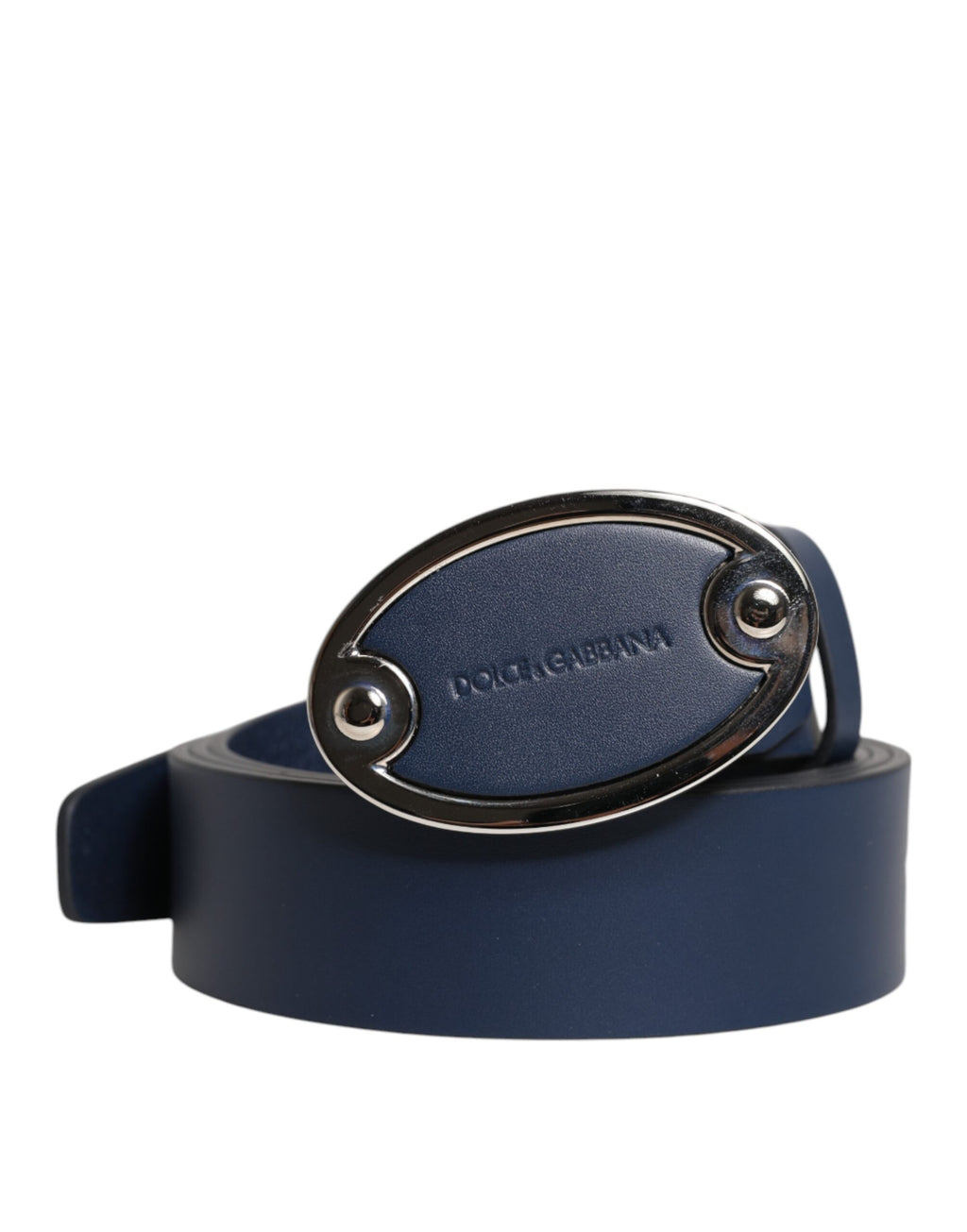 Ceinture Dolce & Gabbana en cuir bleu avec boucle à logo métallique classique