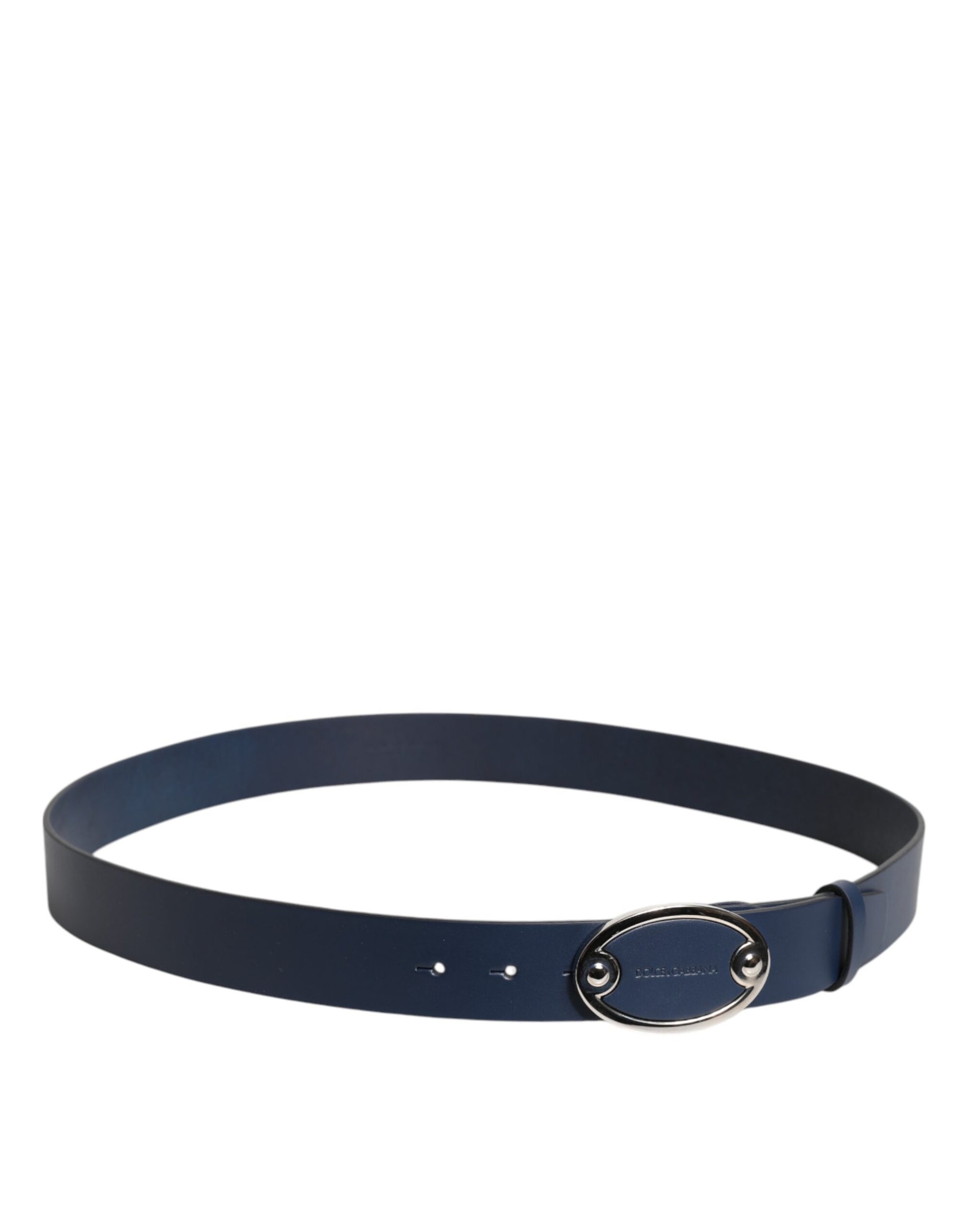 Ceinture Dolce & Gabbana en cuir bleu avec boucle à logo métallique classique