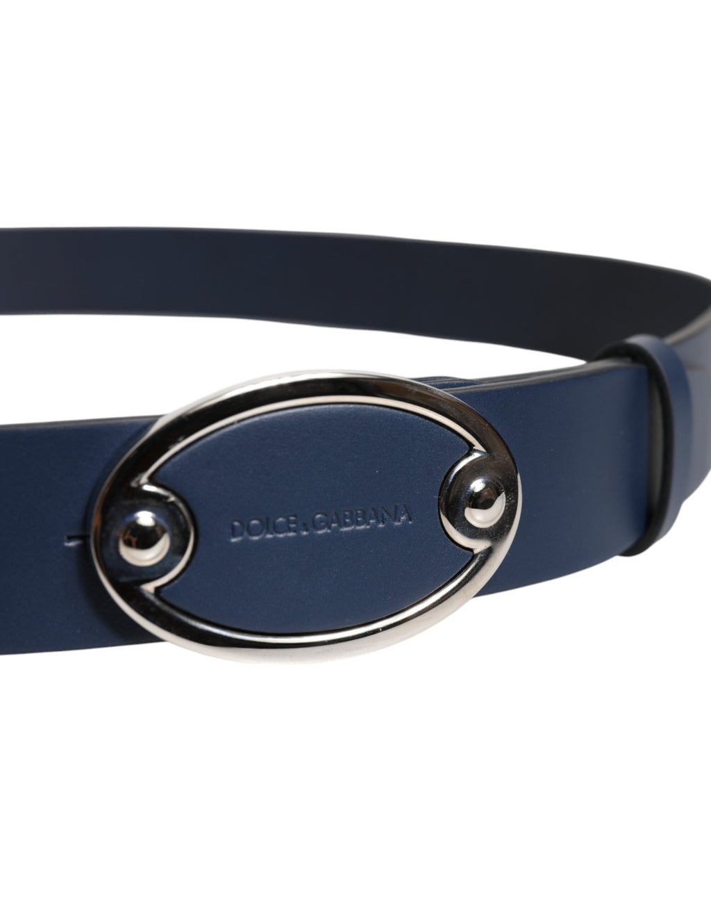 Ceinture Dolce & Gabbana en cuir bleu avec boucle à logo métallique classique