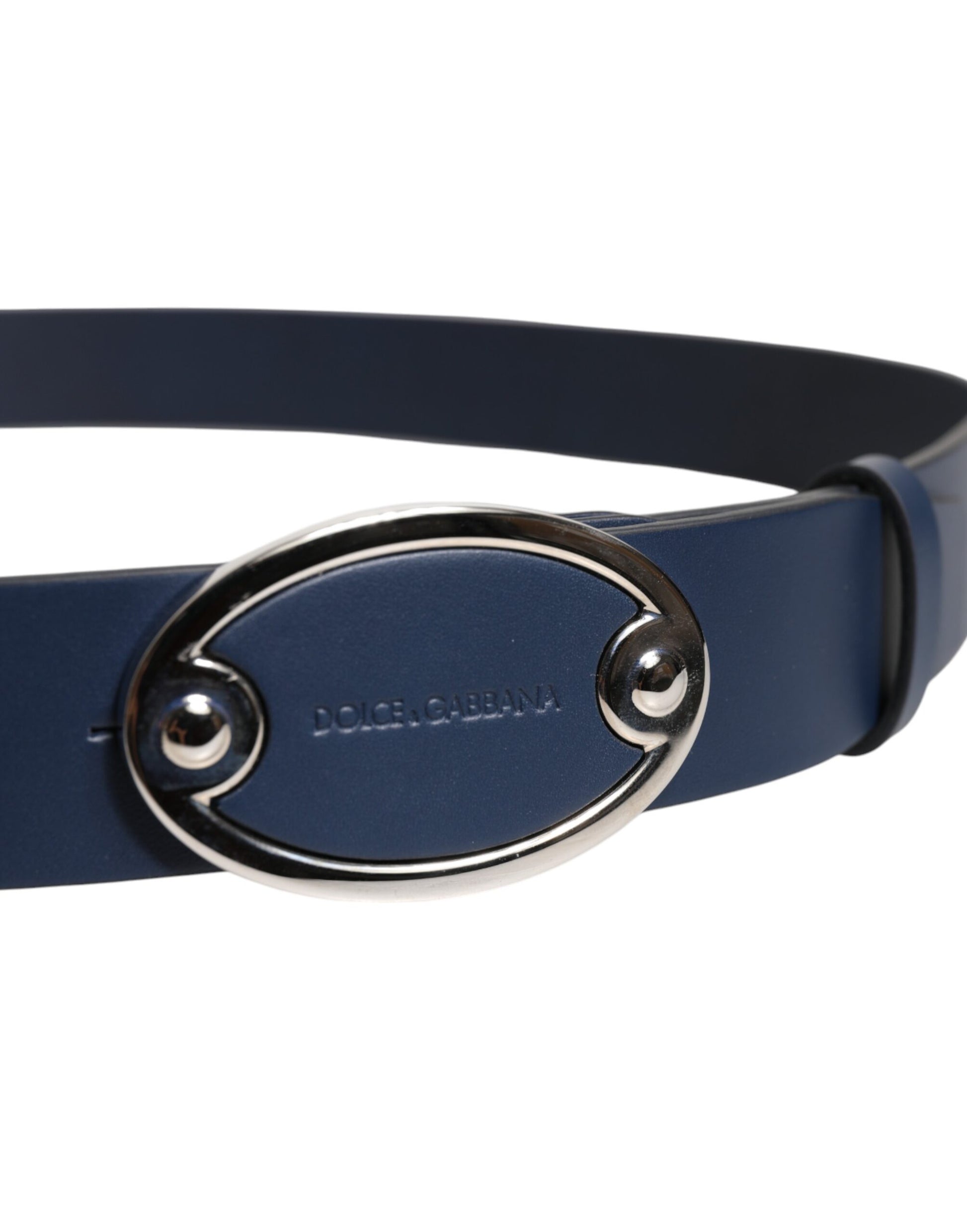 Ceinture Dolce & Gabbana en cuir bleu avec boucle à logo métallique classique