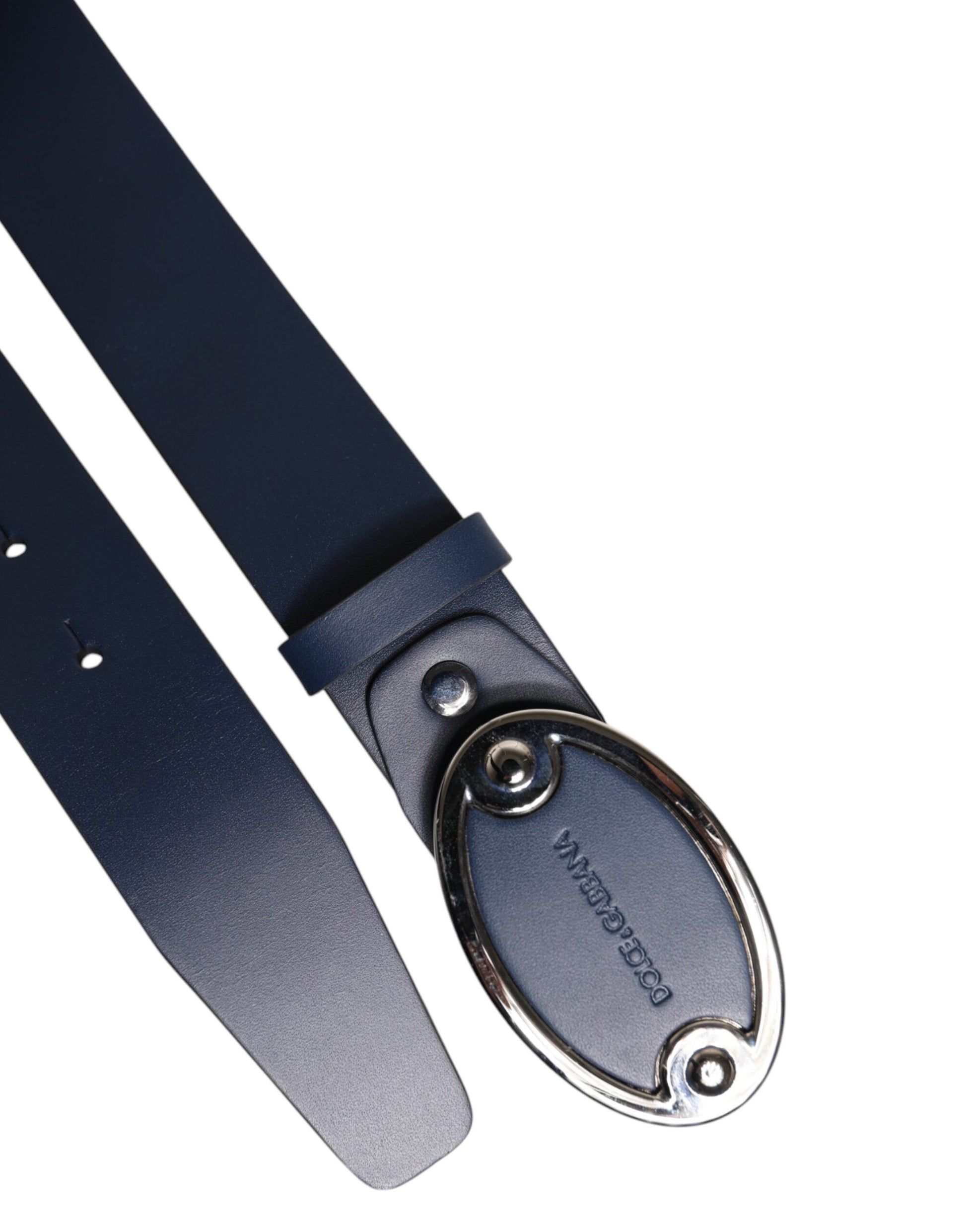 Ceinture Dolce & Gabbana en cuir bleu avec boucle à logo métallique classique