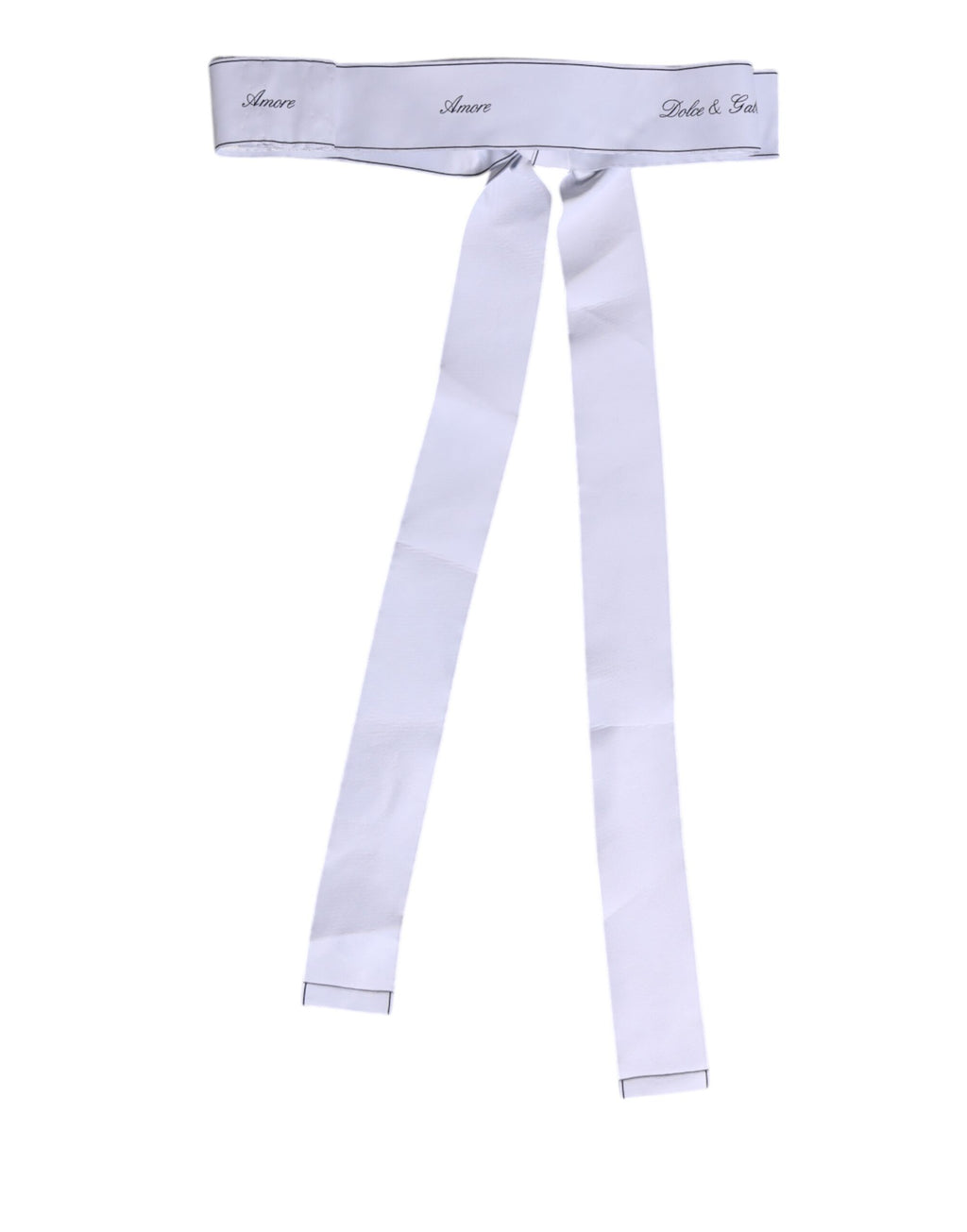 Ceinture Dolce & Gabbana Blanche avec Ruban à la Taille, Grand Nœud et Logo