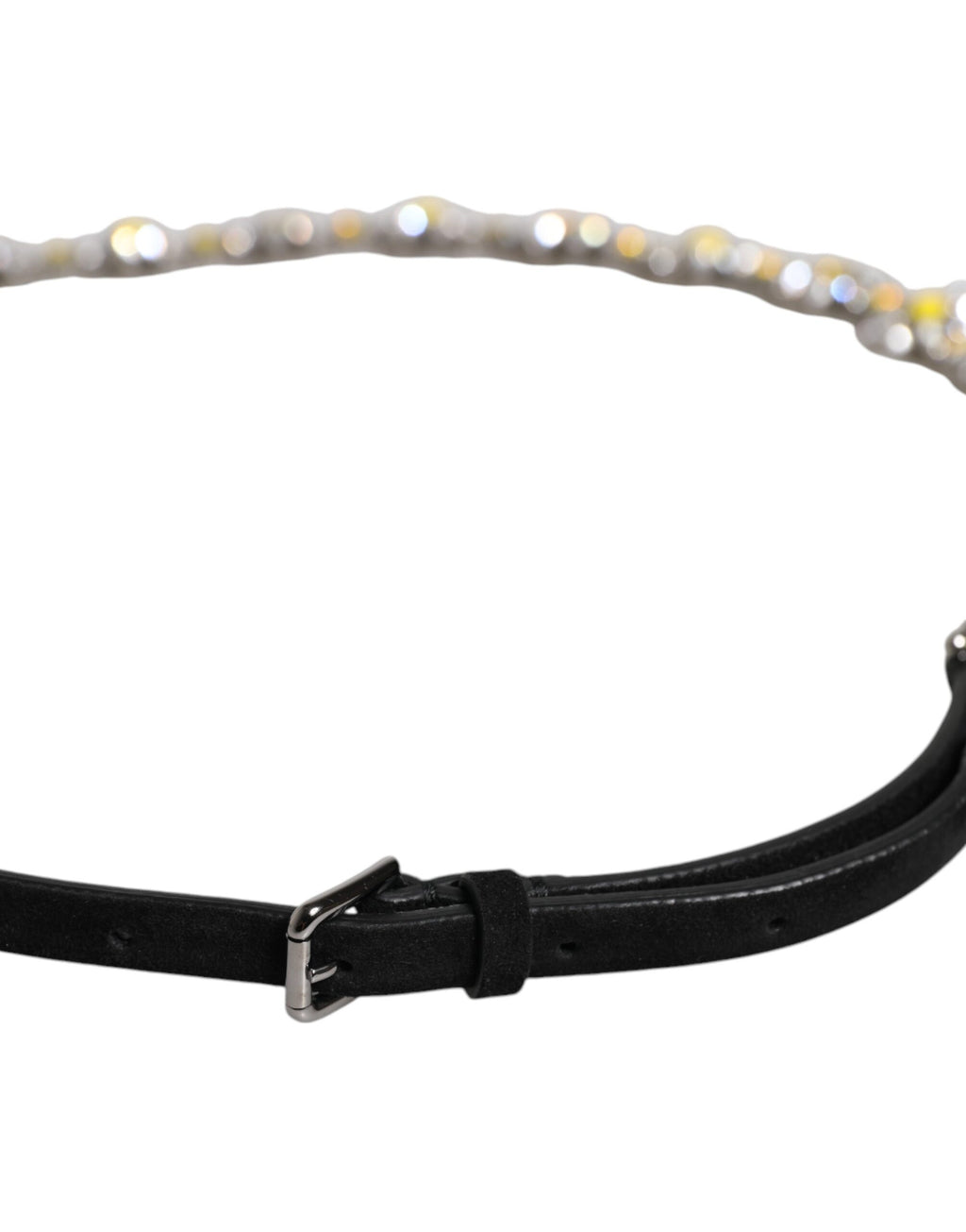 Ceinture de taille Dolce & Gabbana en cuir noir avec cristaux marguerites