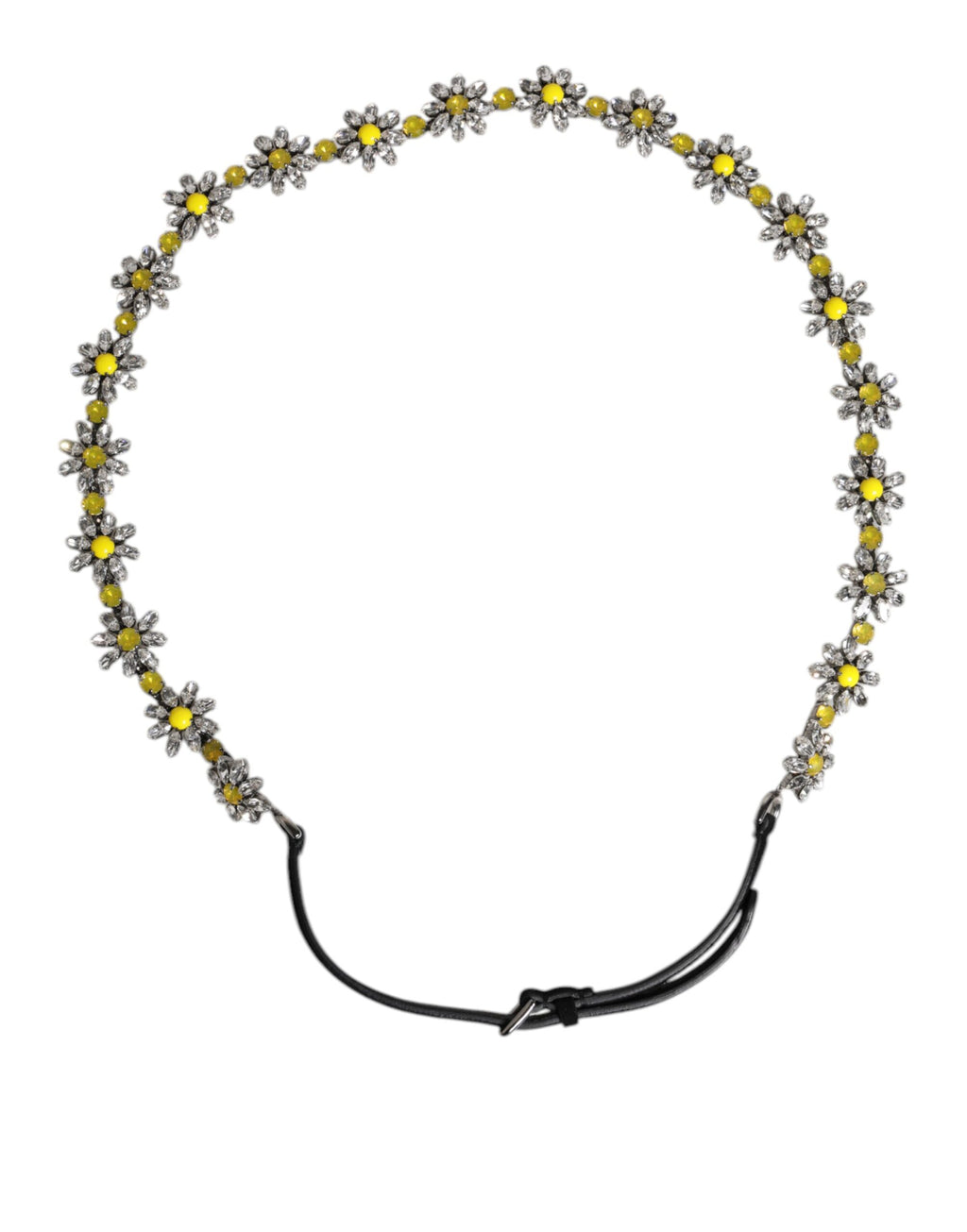 Ceinture de taille Dolce & Gabbana en cuir noir avec cristaux marguerites
