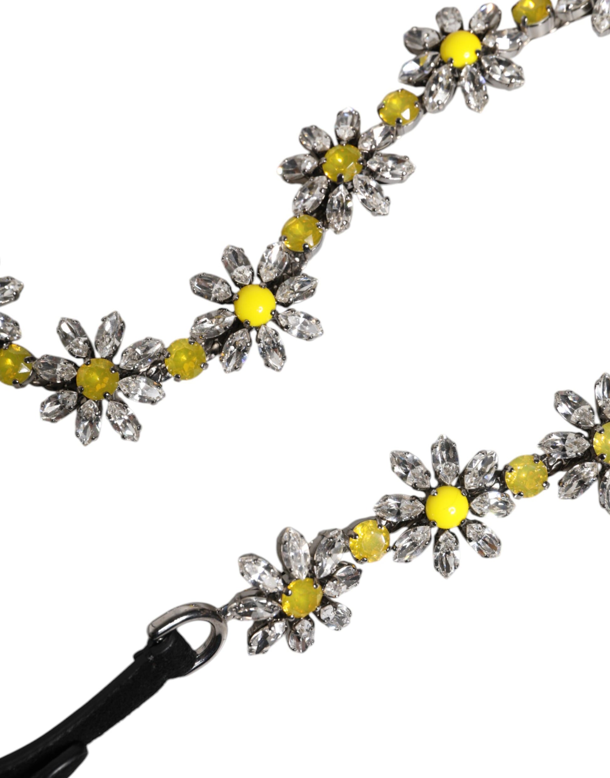 Ceinture de taille Dolce & Gabbana en cuir noir avec cristaux marguerites