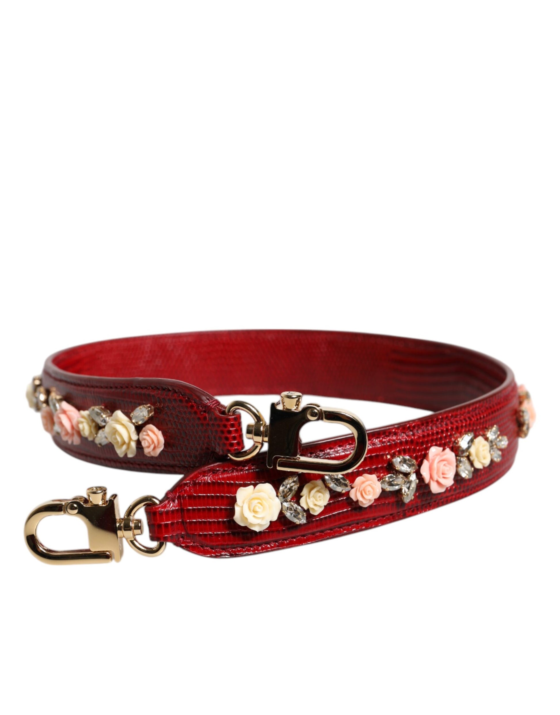 Sac à bandoulière Dolce & Gabbana en cuir rouge orné de fleurs