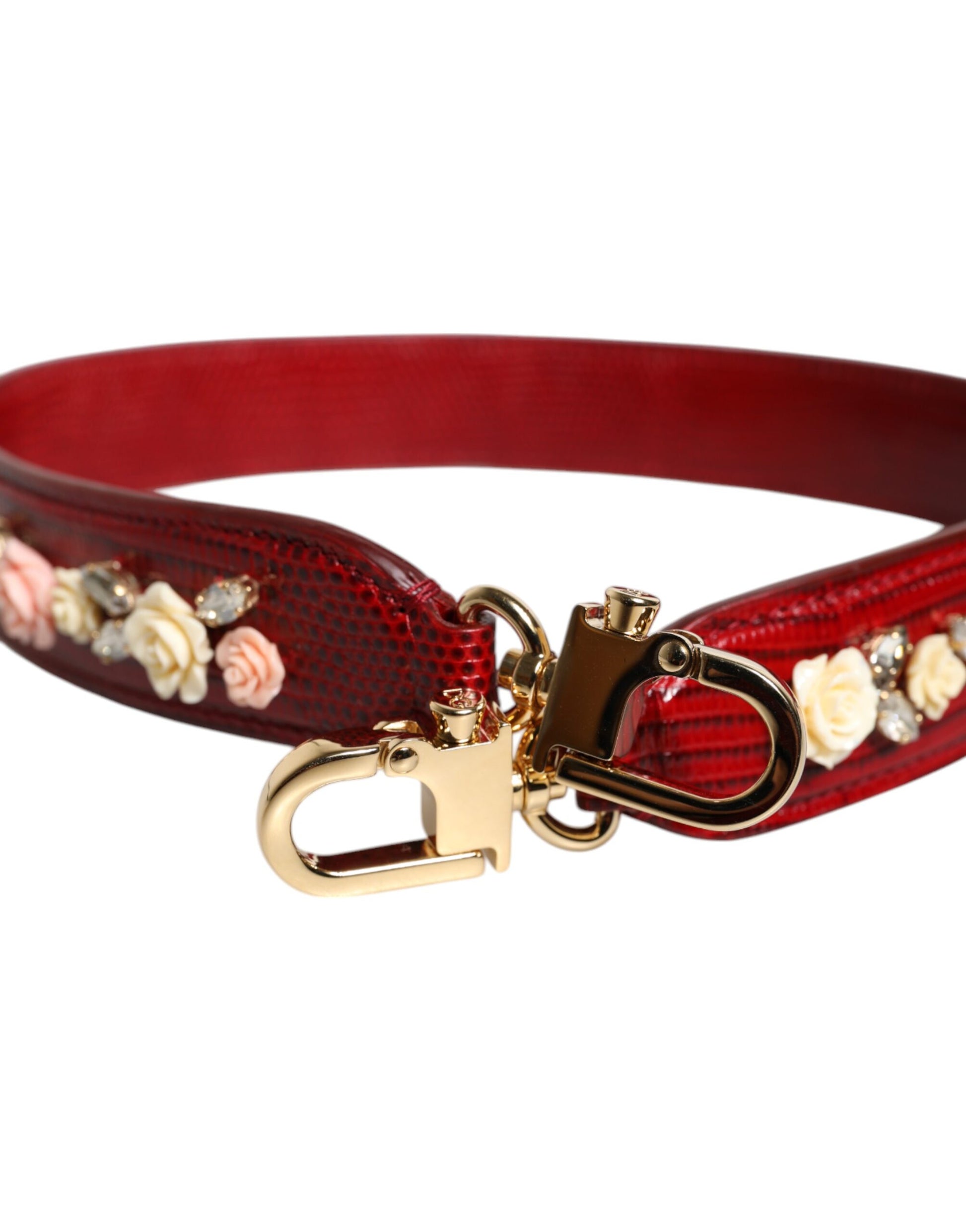 Sac à bandoulière Dolce & Gabbana en cuir rouge orné de fleurs