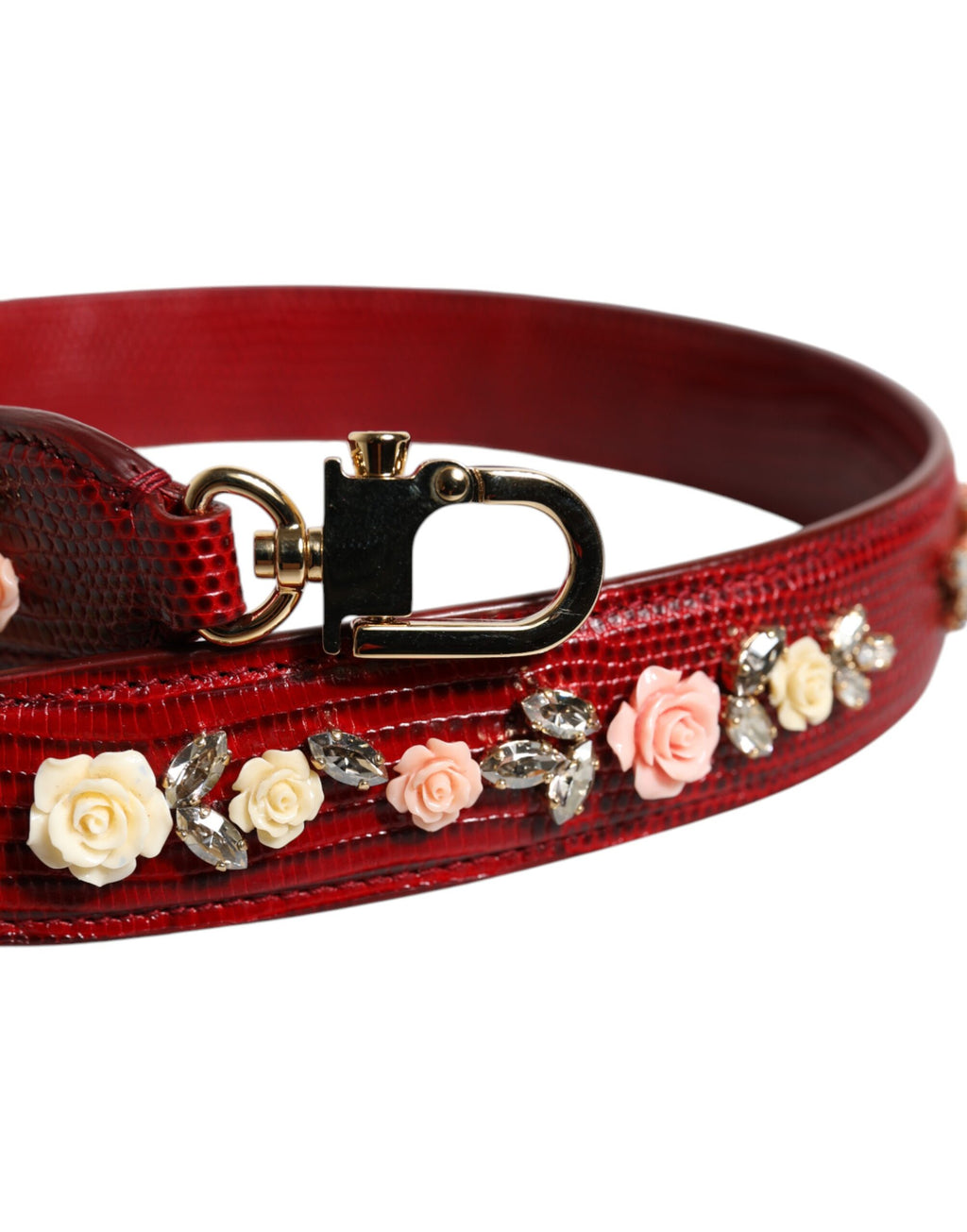 Sac à bandoulière Dolce & Gabbana en cuir rouge orné de fleurs