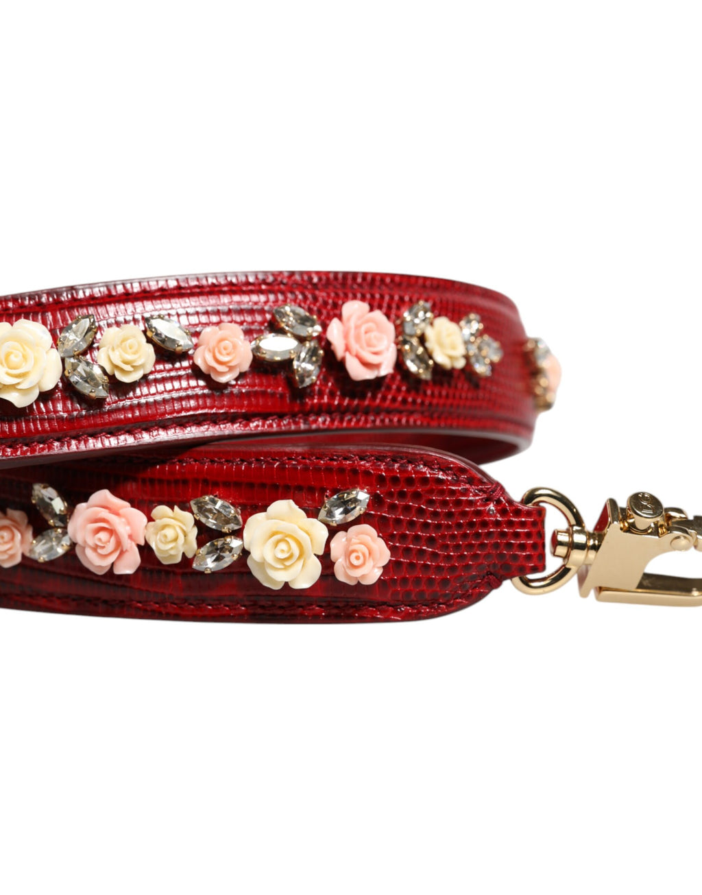 Sac à bandoulière Dolce & Gabbana en cuir rouge orné de fleurs
