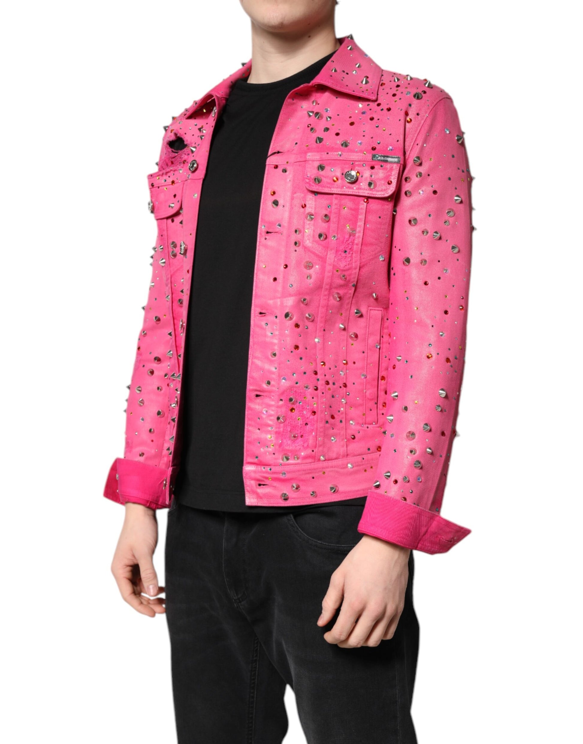 Dolce & Gabbana Pink Denim Jackets for Men detail view