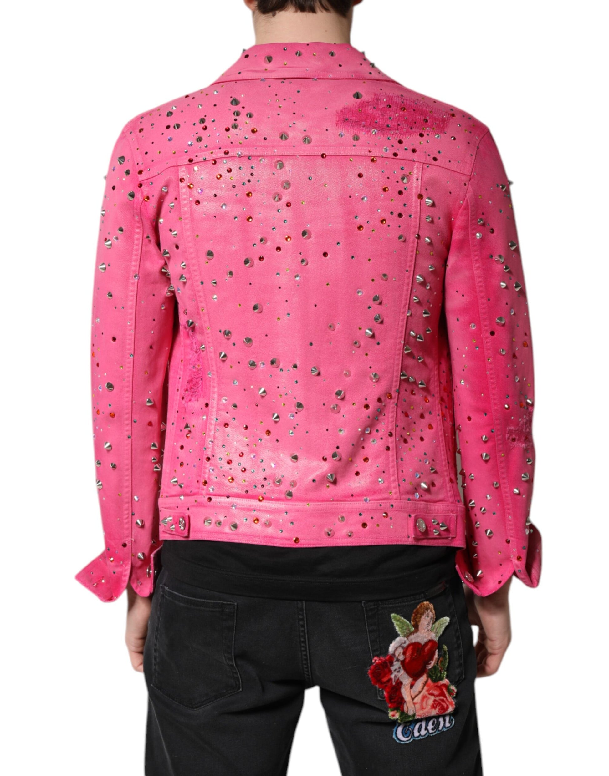 Dolce & Gabbana Pink Denim Jackets for Men side view
