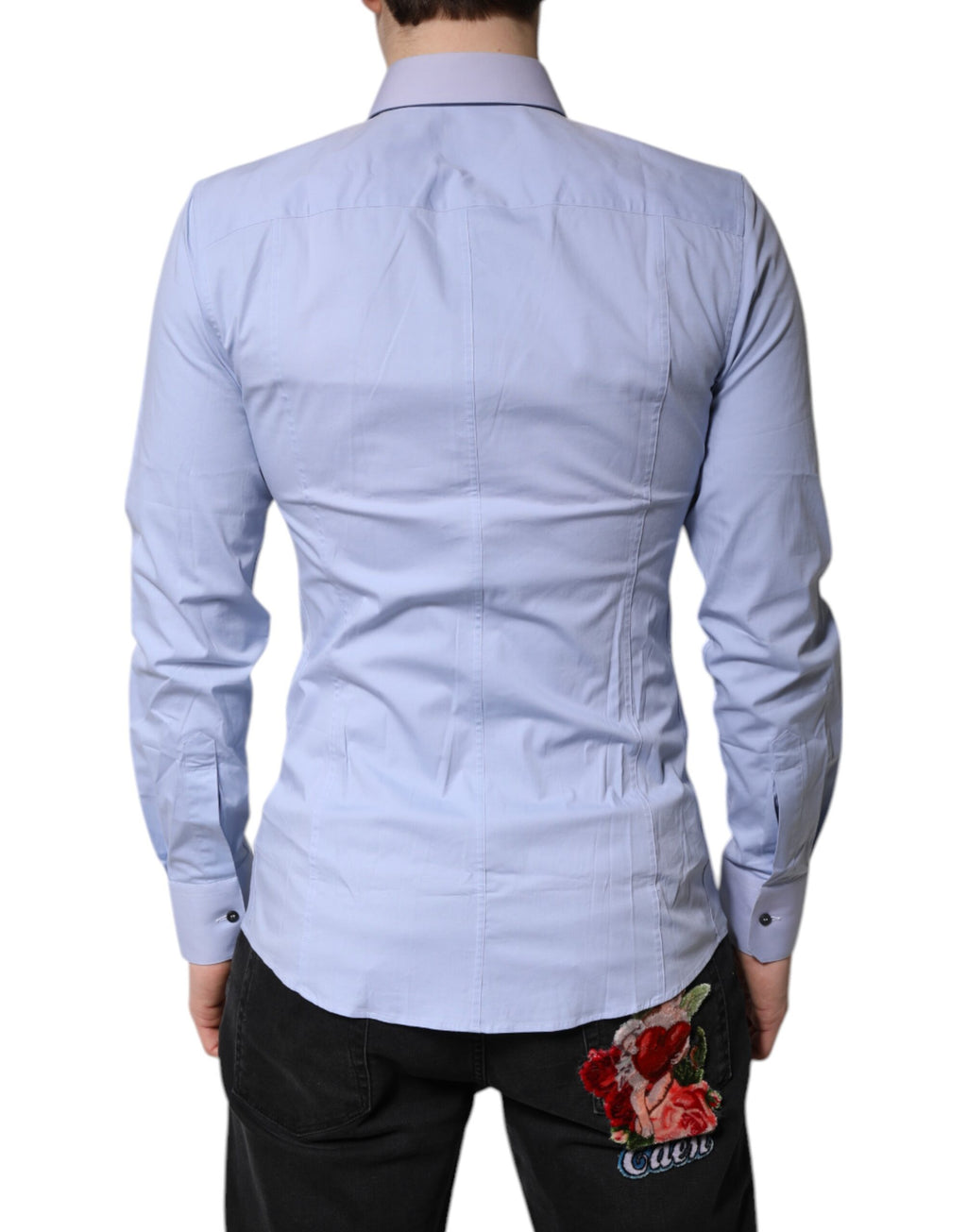 Dolce & Gabbana Blue Dress Shirt for Men side view