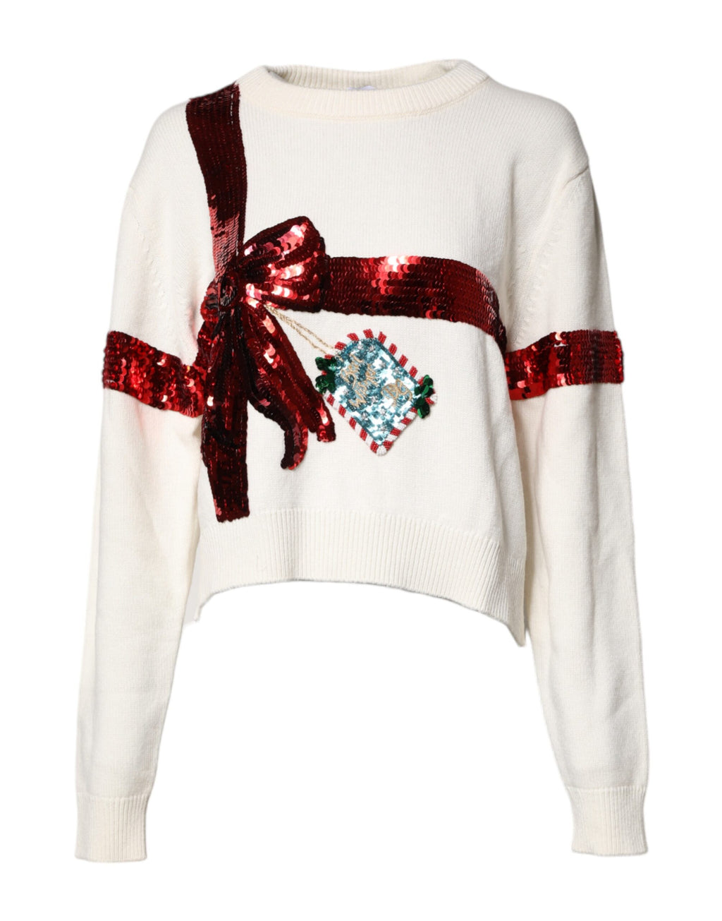 Pull Dolce & Gabbana ras du cou à sequins blancs