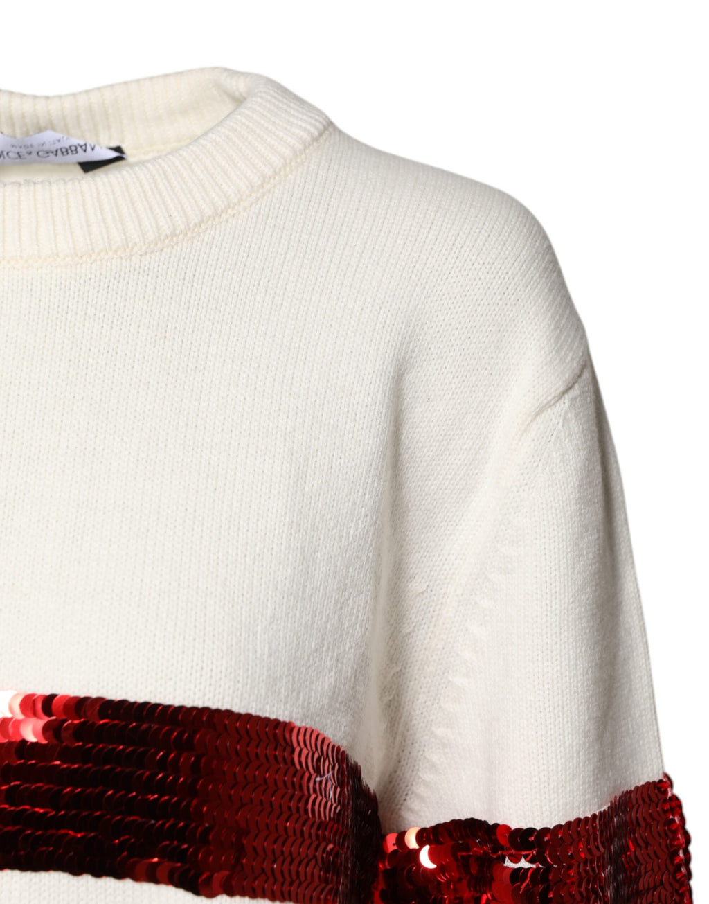 Pull Dolce & Gabbana ras du cou à sequins blancs