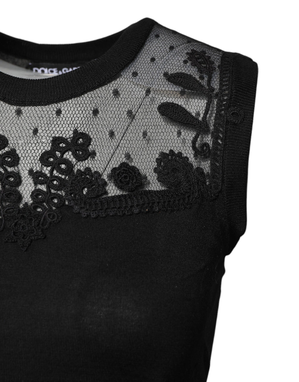 Dolce & Gabbana Black Sleeveless T-Shirt for Women detail view