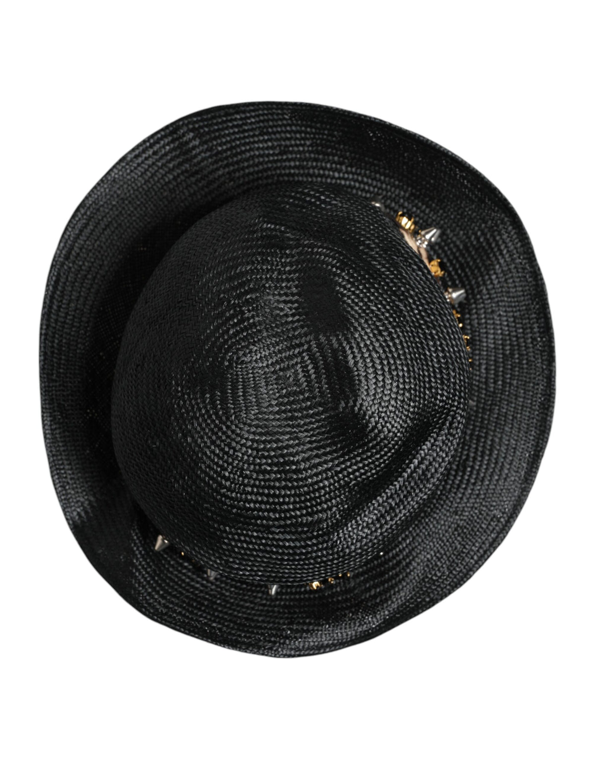 Chapeau à large bord Dolce & Gabbana en paille noire orné de cristaux