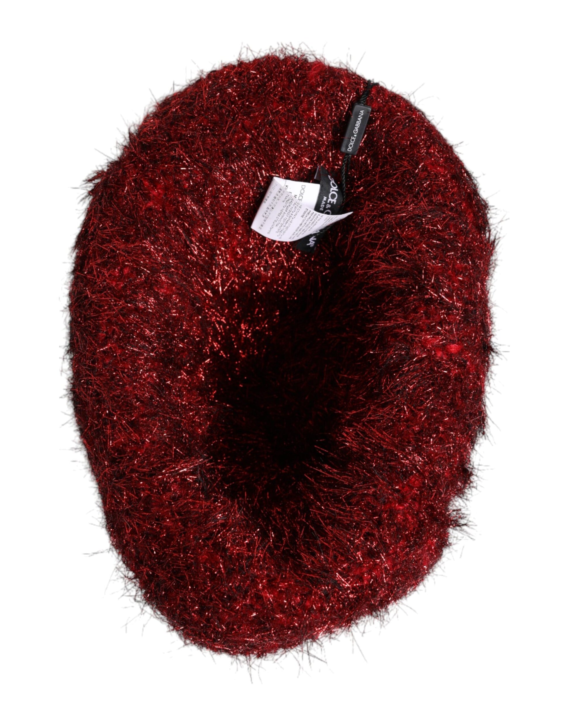 Dolce & Gabbana Red Viscose Tinsel Wide Brim Bucket Hat