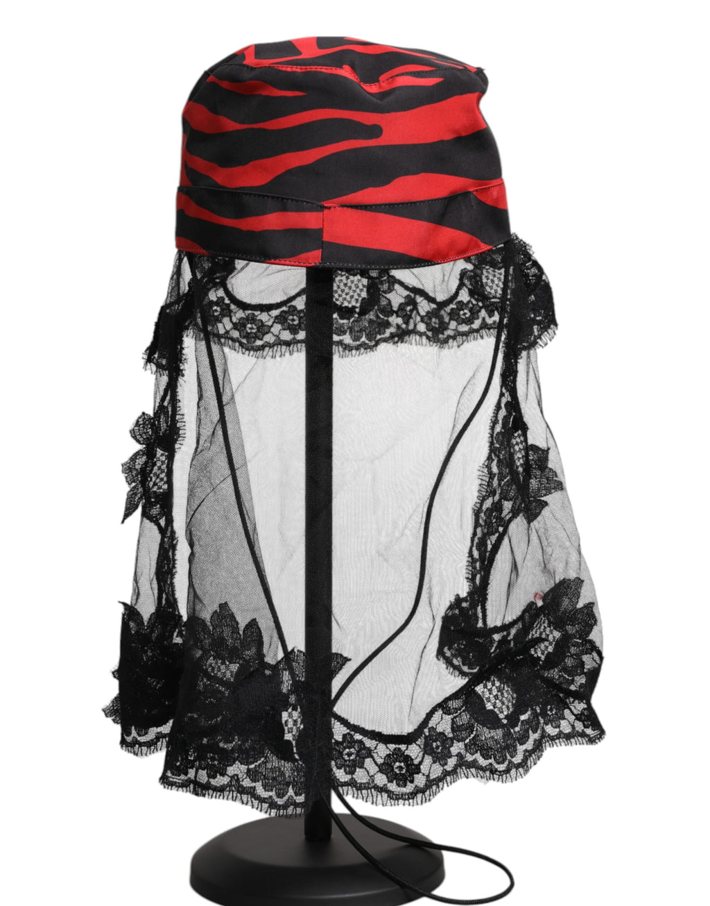 Chapeau bob Dolce & Gabbana en dentelle et tulle à rayures noires et rouges