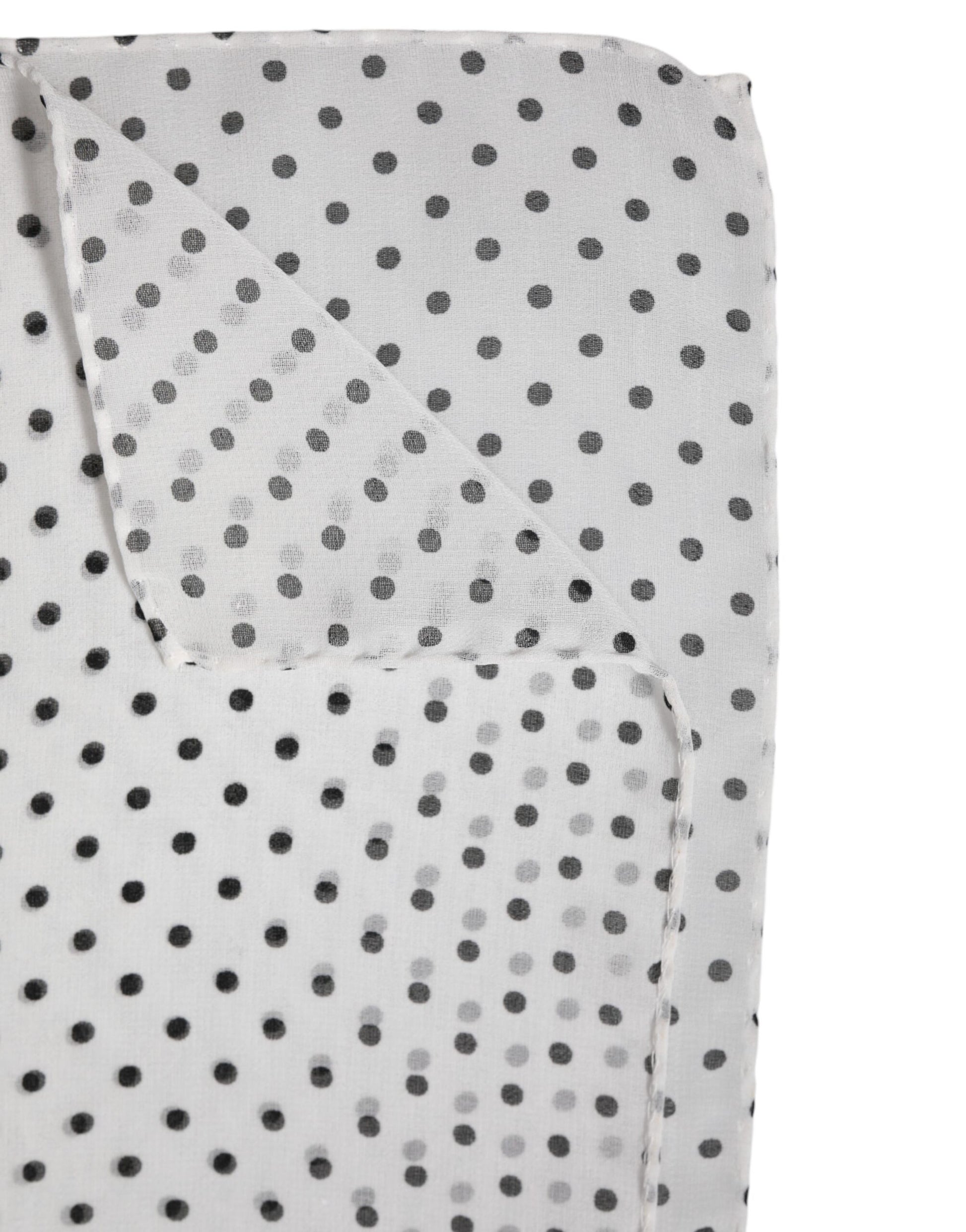 Dolce & Gabbana White Polka Dots Polyester Wrap Shawl Scarf