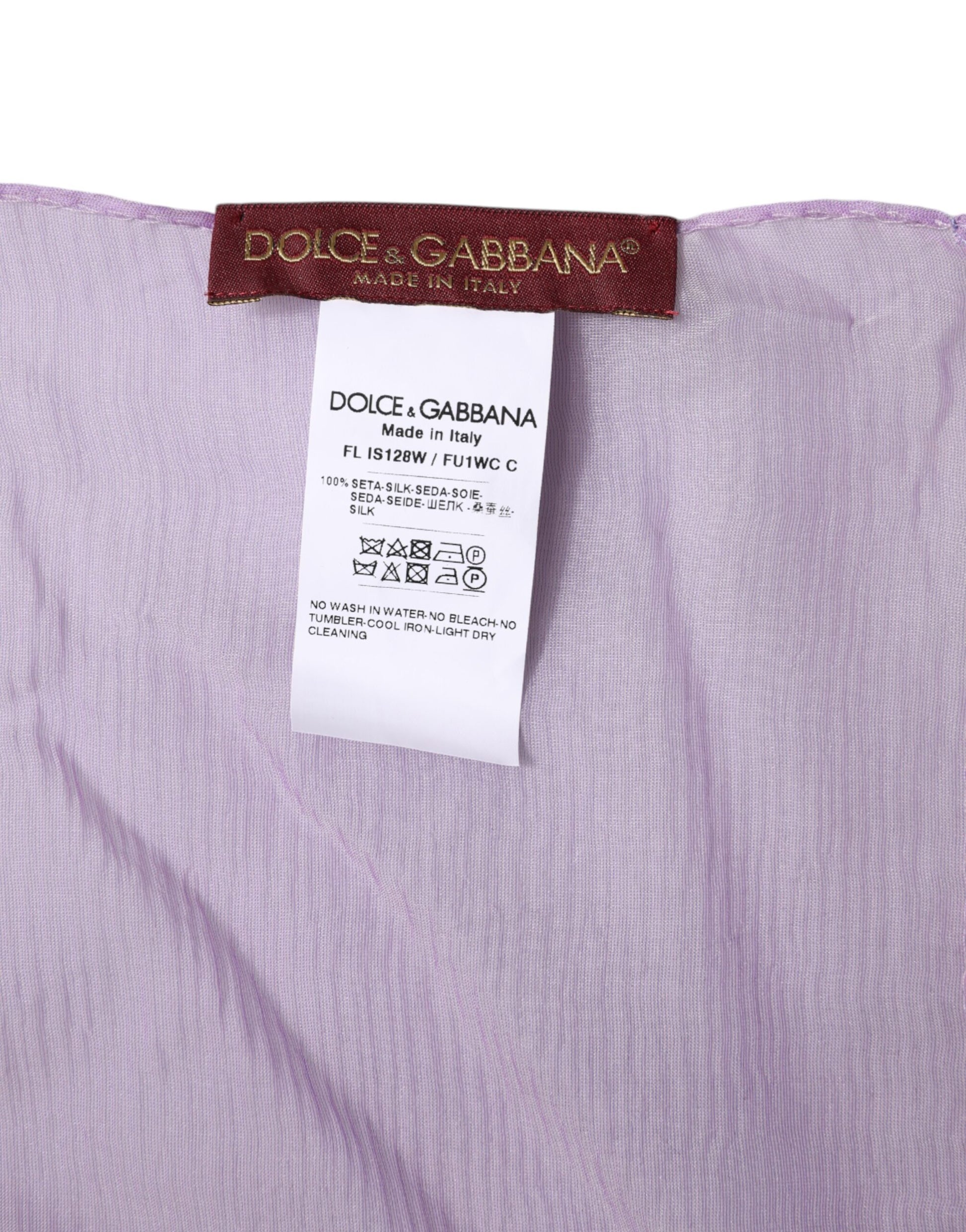 Foulard Écharpe Rectangle en Soie Violette Dolce & Gabbana