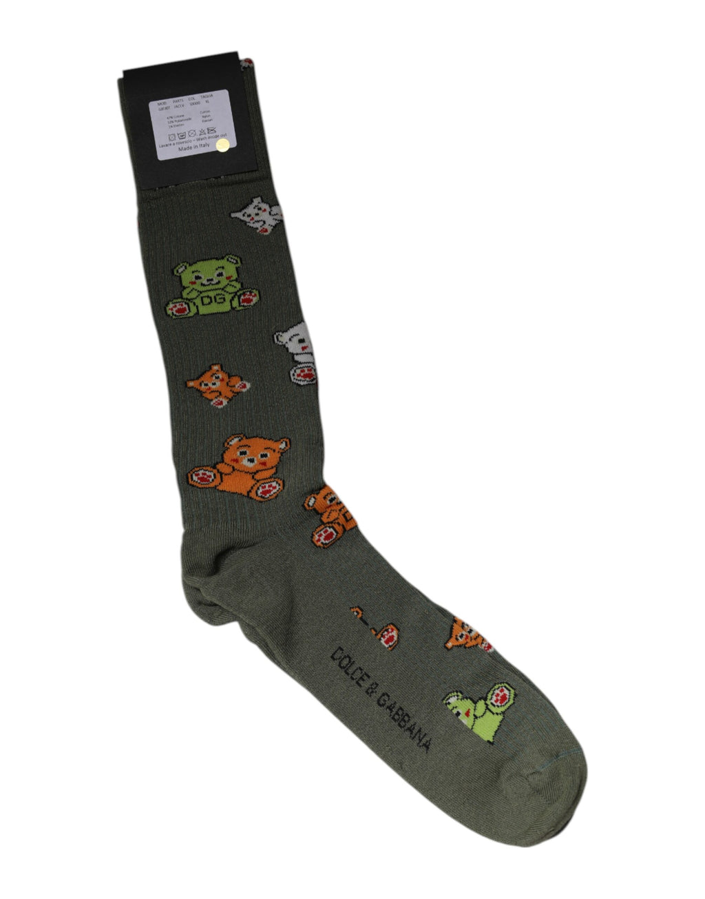 Chaussettes mi-mollet Dolce & Gabbana en nylon vert imprimé ours DG