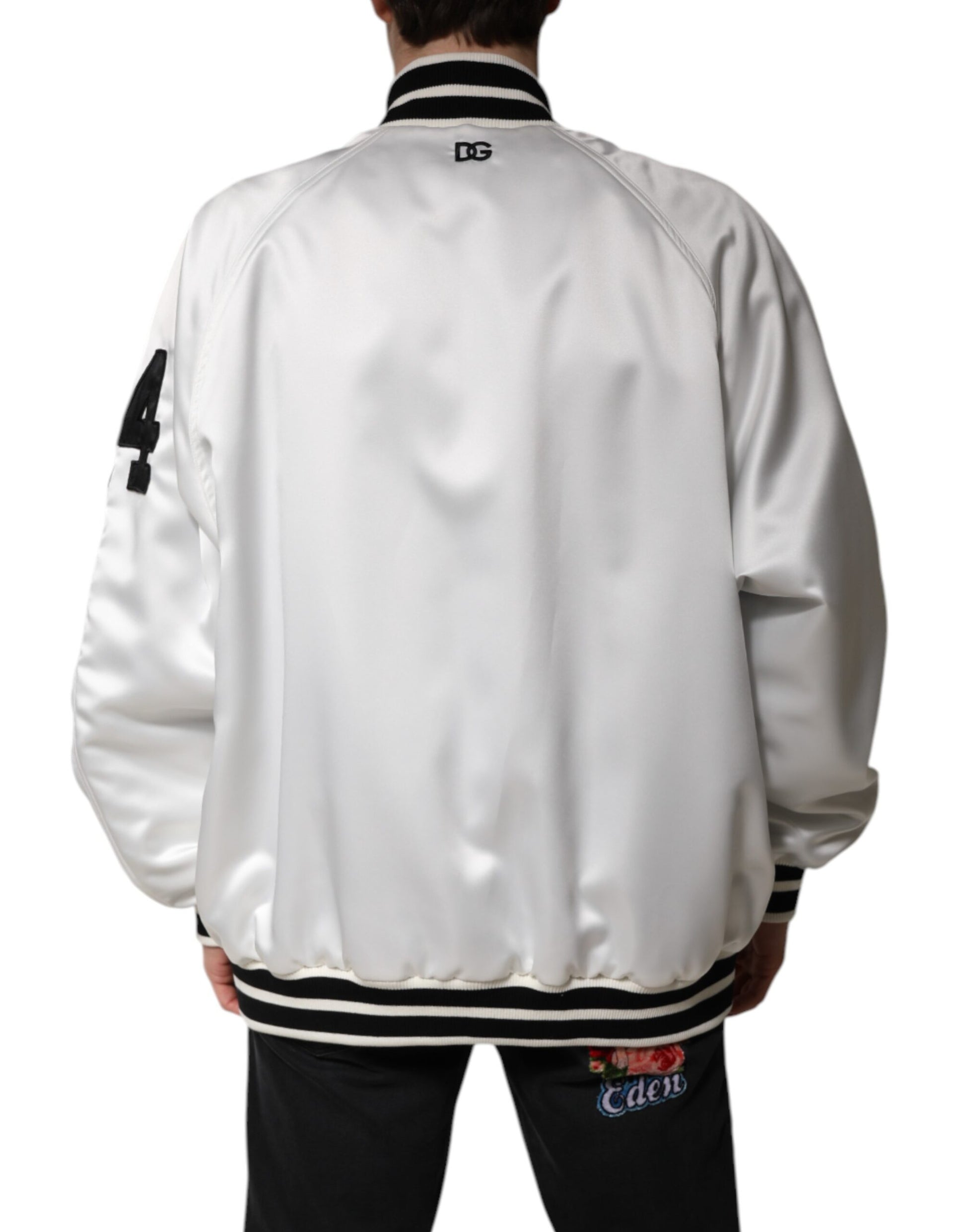 Blouson bombardier en jersey de polyester blanc à logo DG Dolce & Gabbana