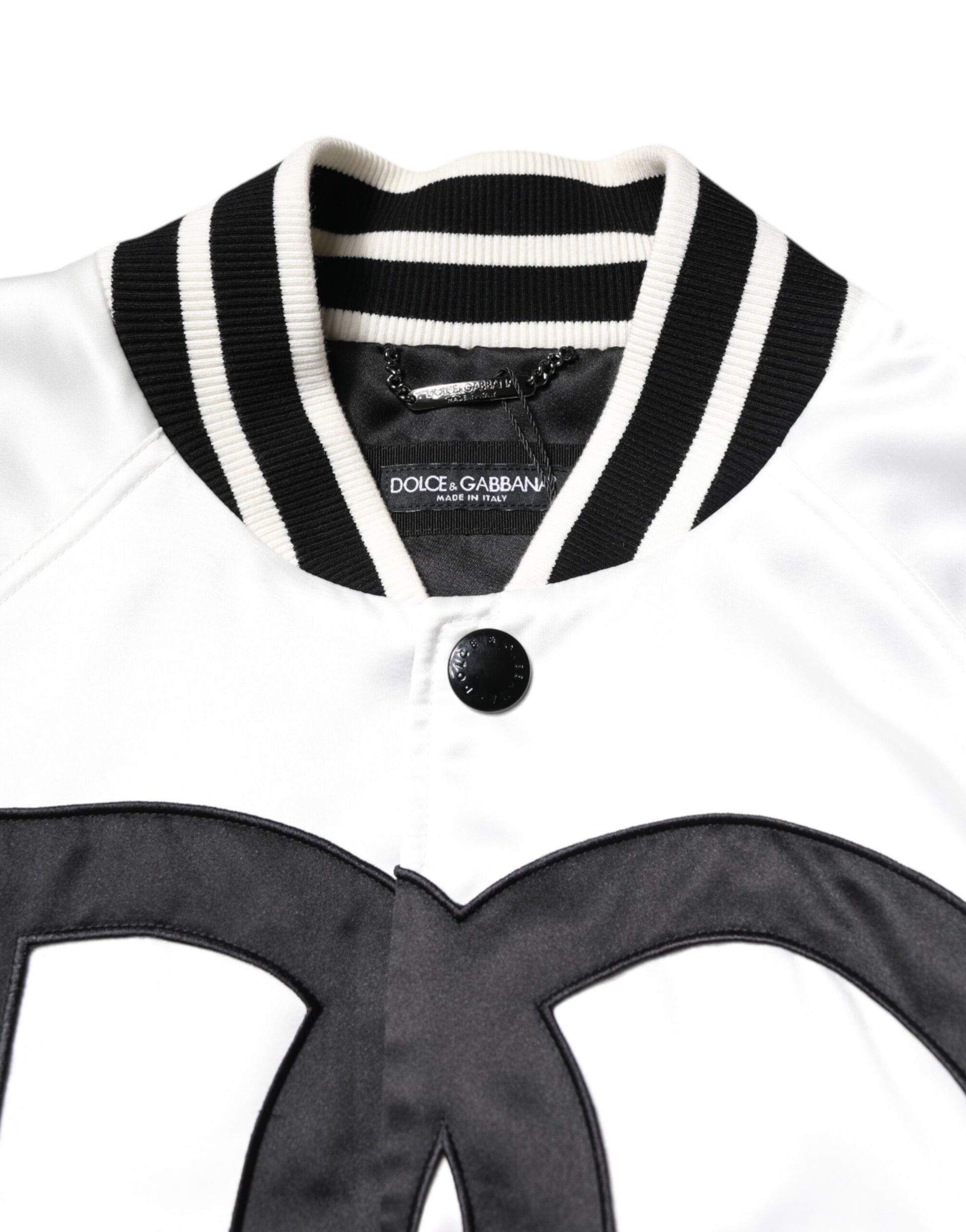 Blouson bombardier en jersey de polyester blanc à logo DG Dolce & Gabbana