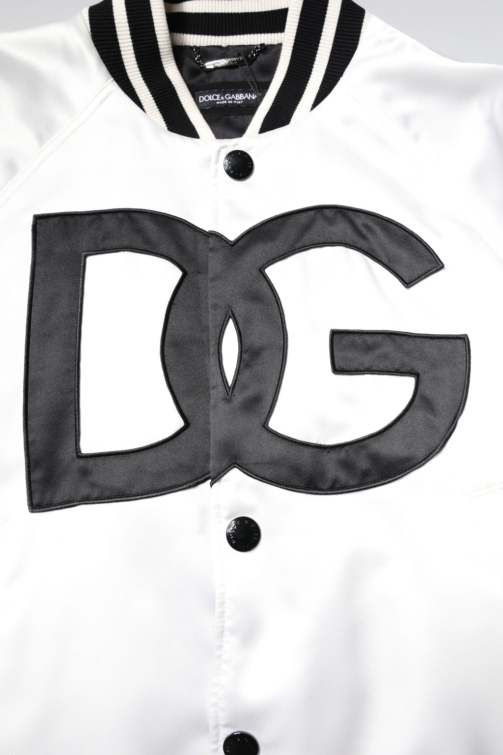 Blouson bombardier en jersey de polyester blanc à logo DG Dolce & Gabbana