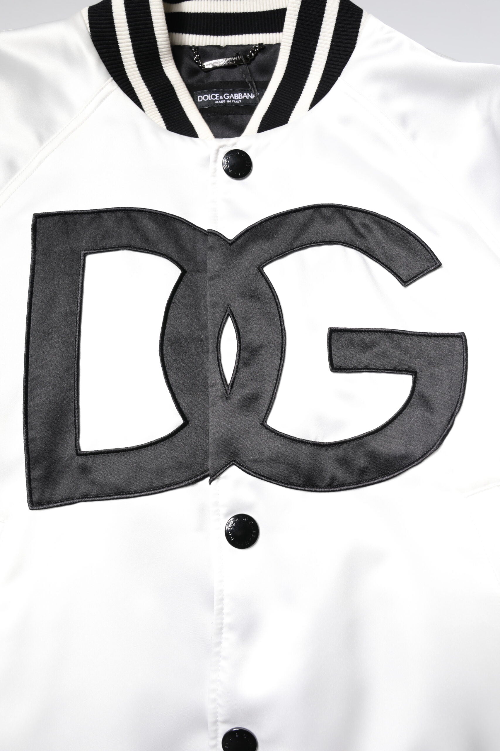 Blouson bombardier en jersey de polyester blanc à logo DG Dolce & Gabbana