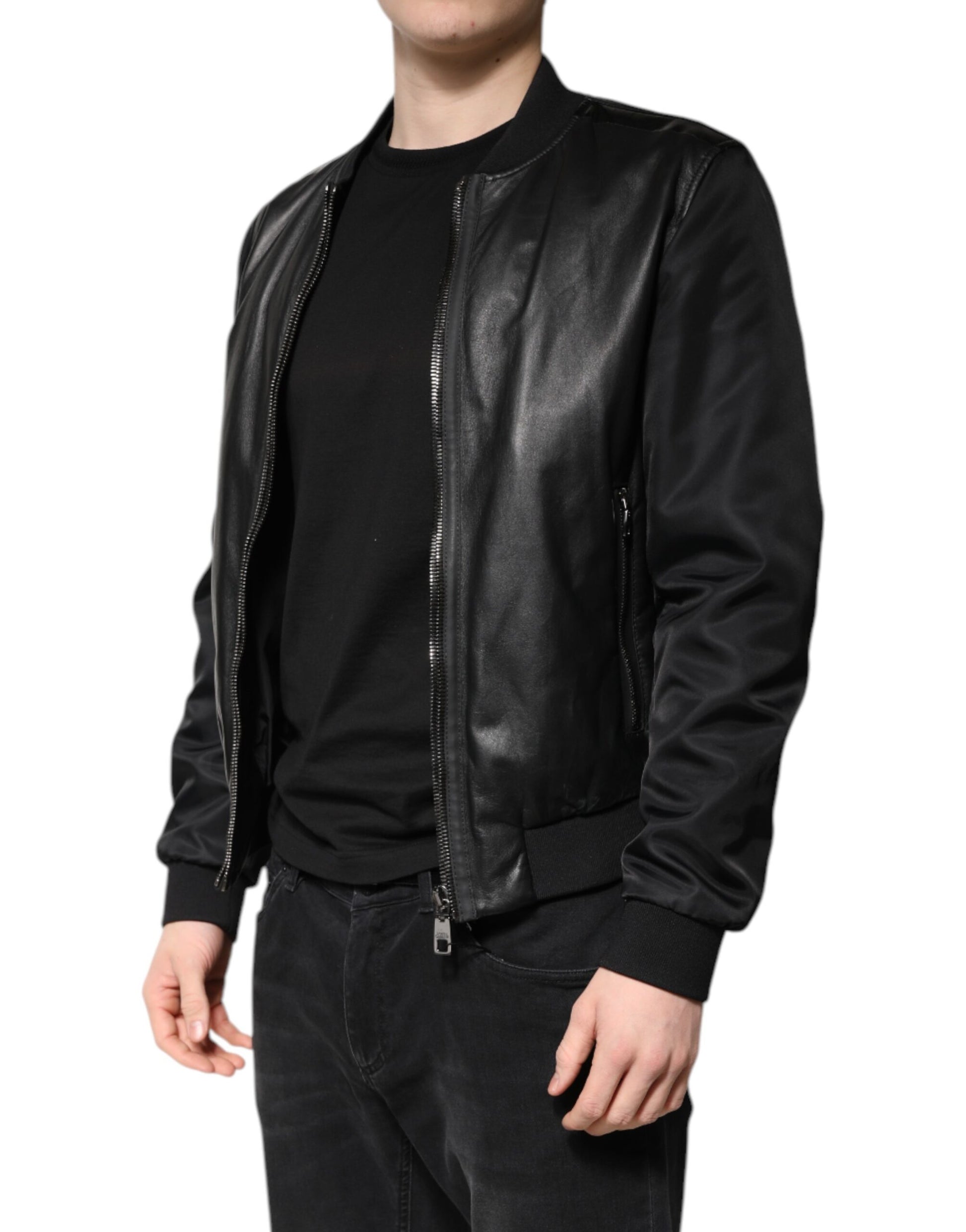 Dolce & Gabbana Black Biker Jackets for Men detail view