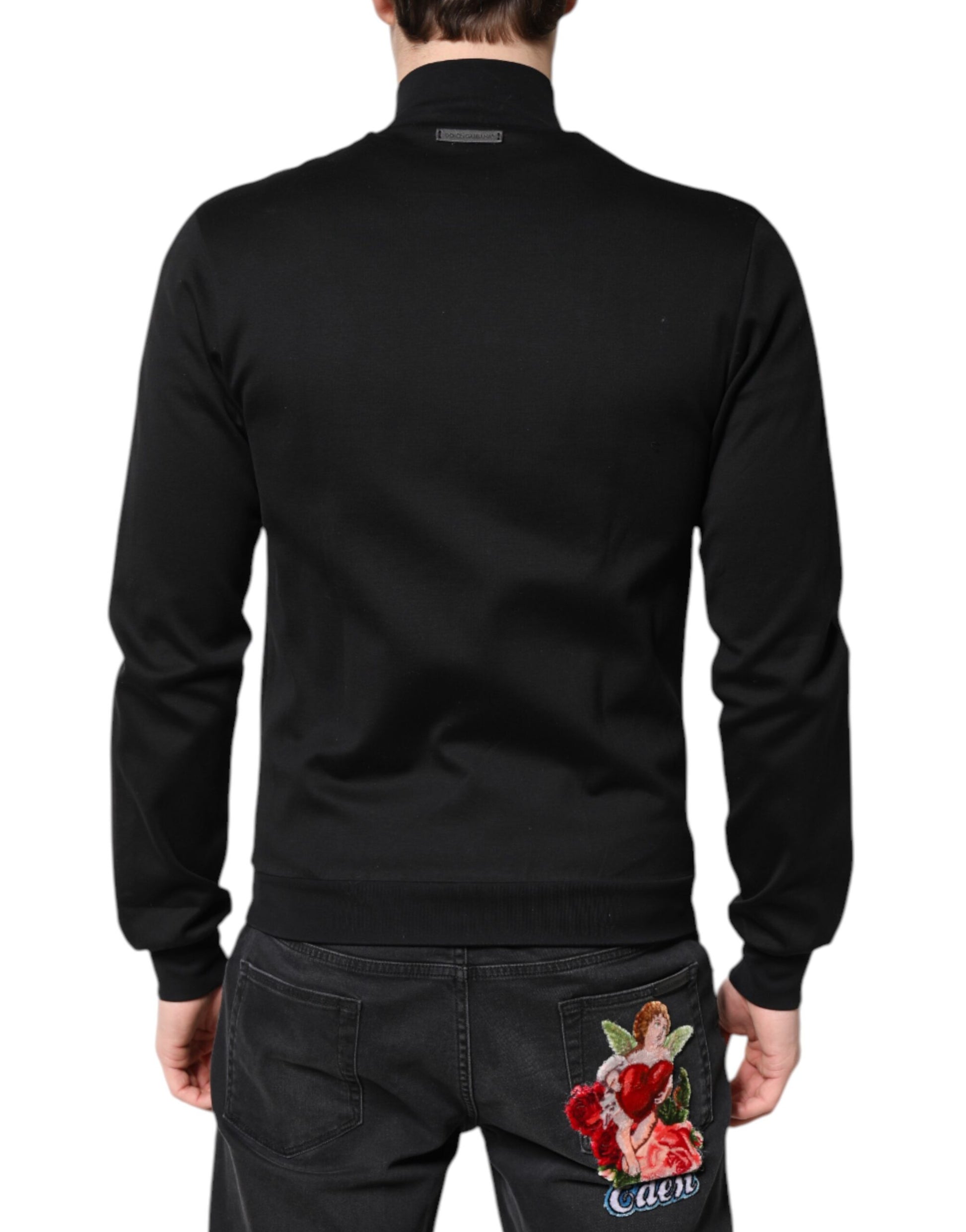 Blouson bombardier homme Dolce & Gabbana en coton noir avec logo et fermeture éclair intégrale