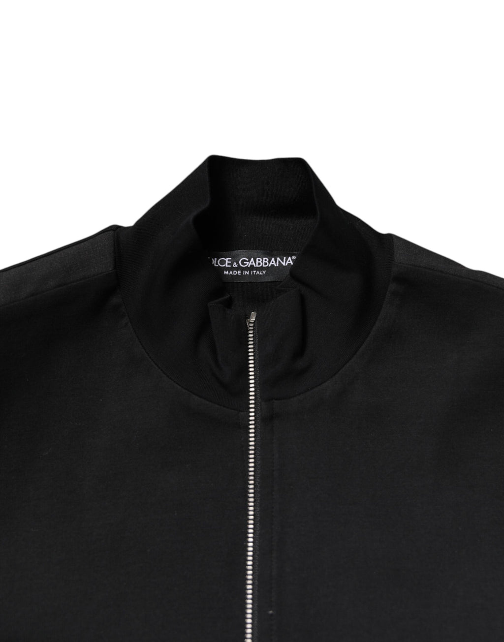 Blouson bombardier homme Dolce & Gabbana en coton noir avec logo et fermeture éclair intégrale