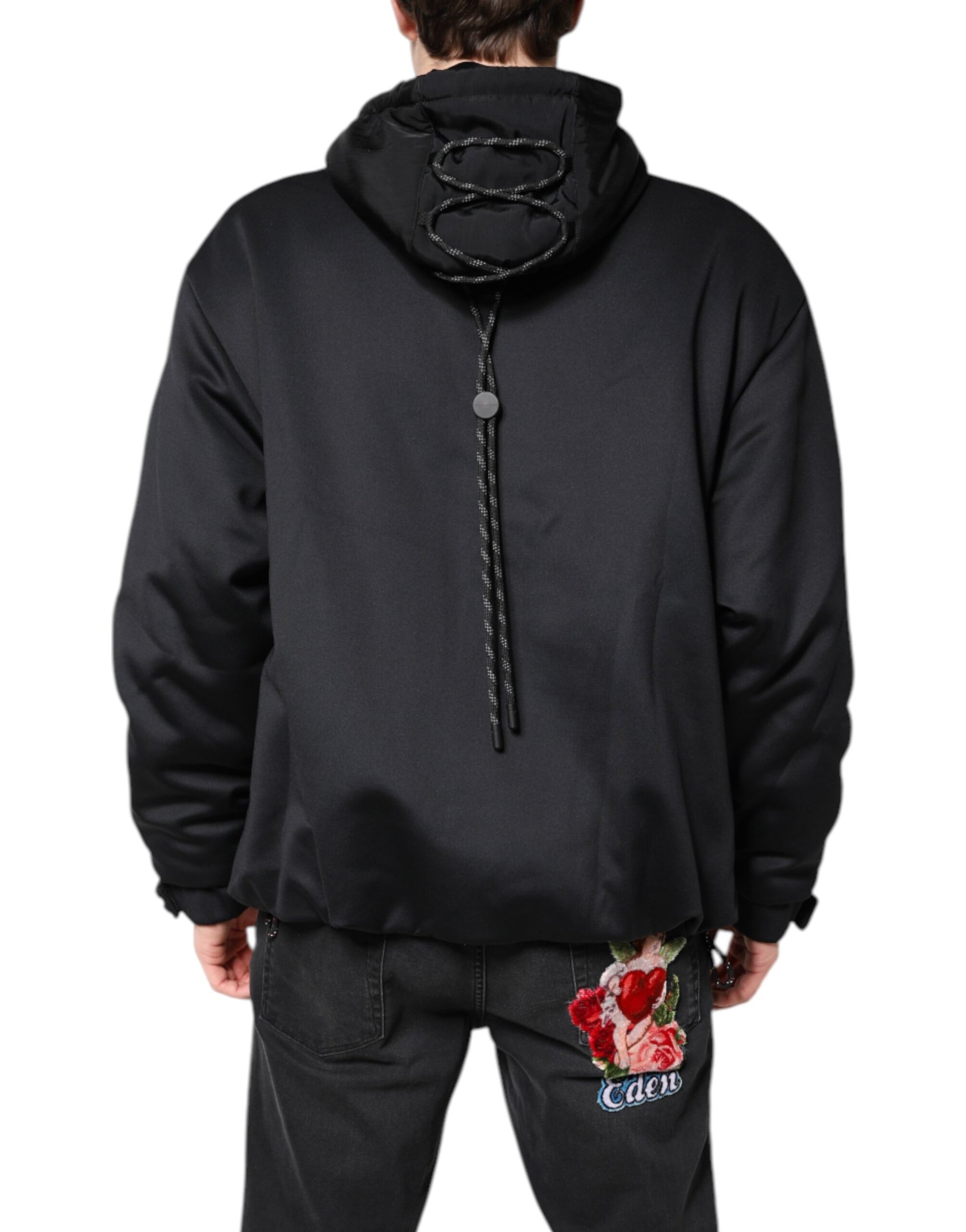Veste zippée Dolce & Gabbana en polyester noir avec capuche DG