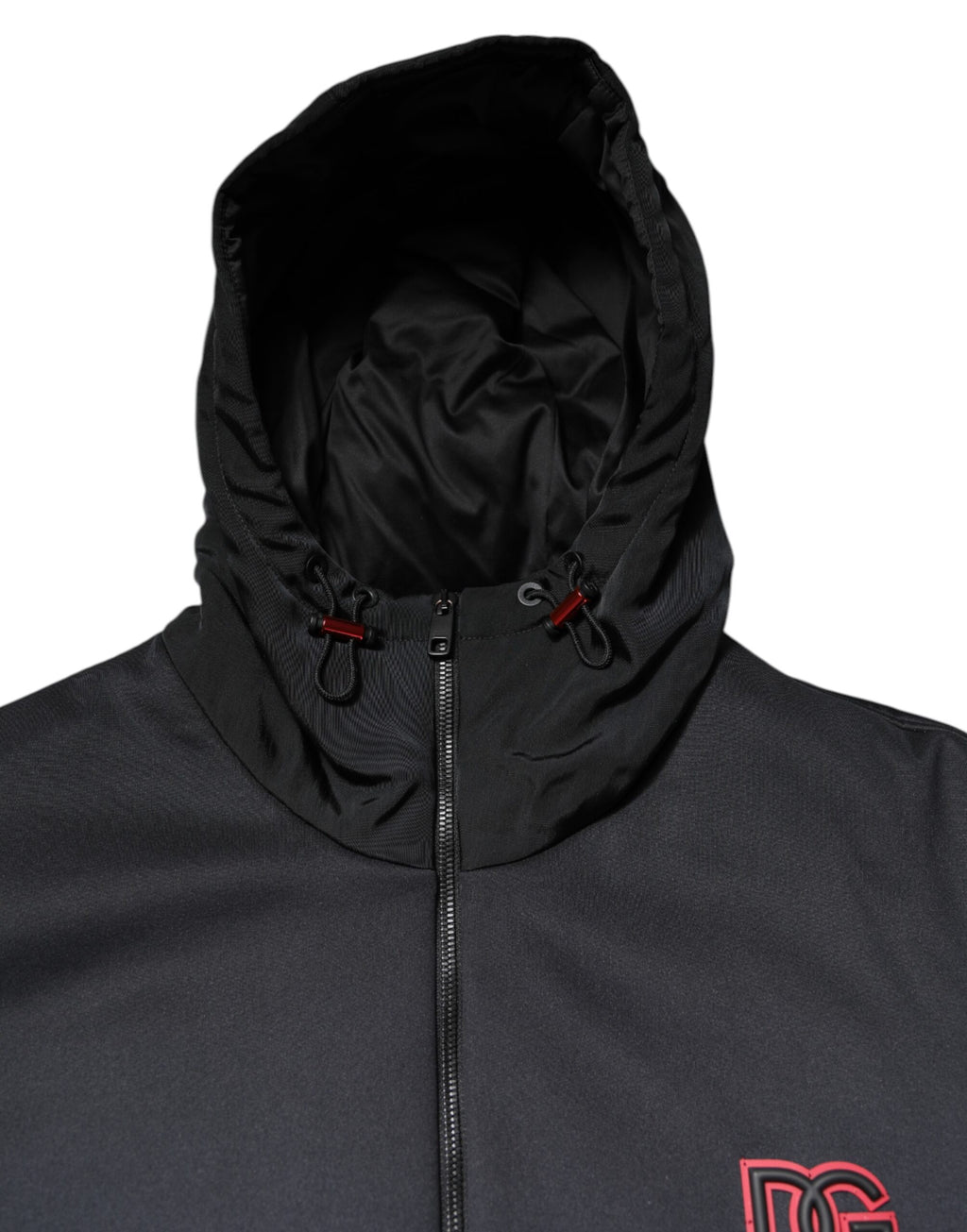 Veste zippée Dolce & Gabbana en polyester noir avec capuche DG
