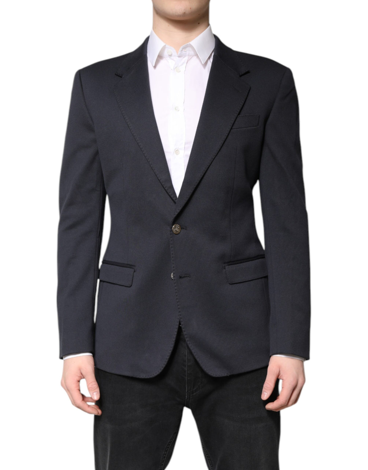 Dolce & Gabbana Veste de costume pour homme en coton bleu foncé