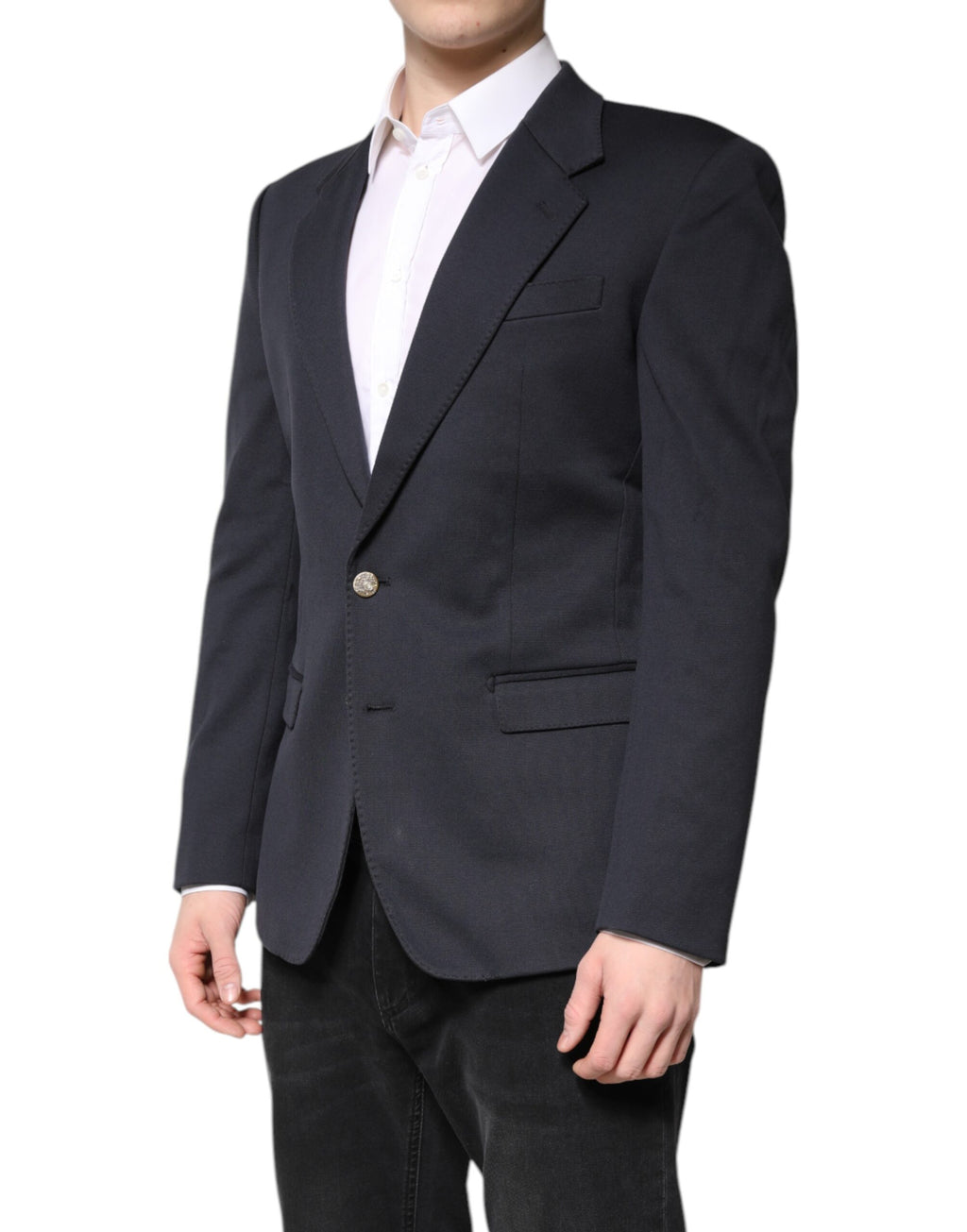 Dolce & Gabbana Veste de costume pour homme en coton bleu foncé