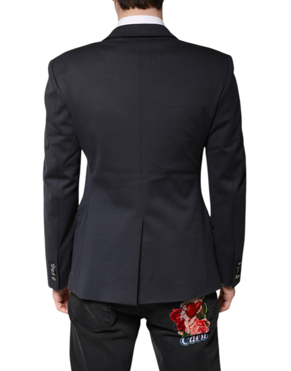 Dolce & Gabbana Veste de costume pour homme en coton bleu foncé