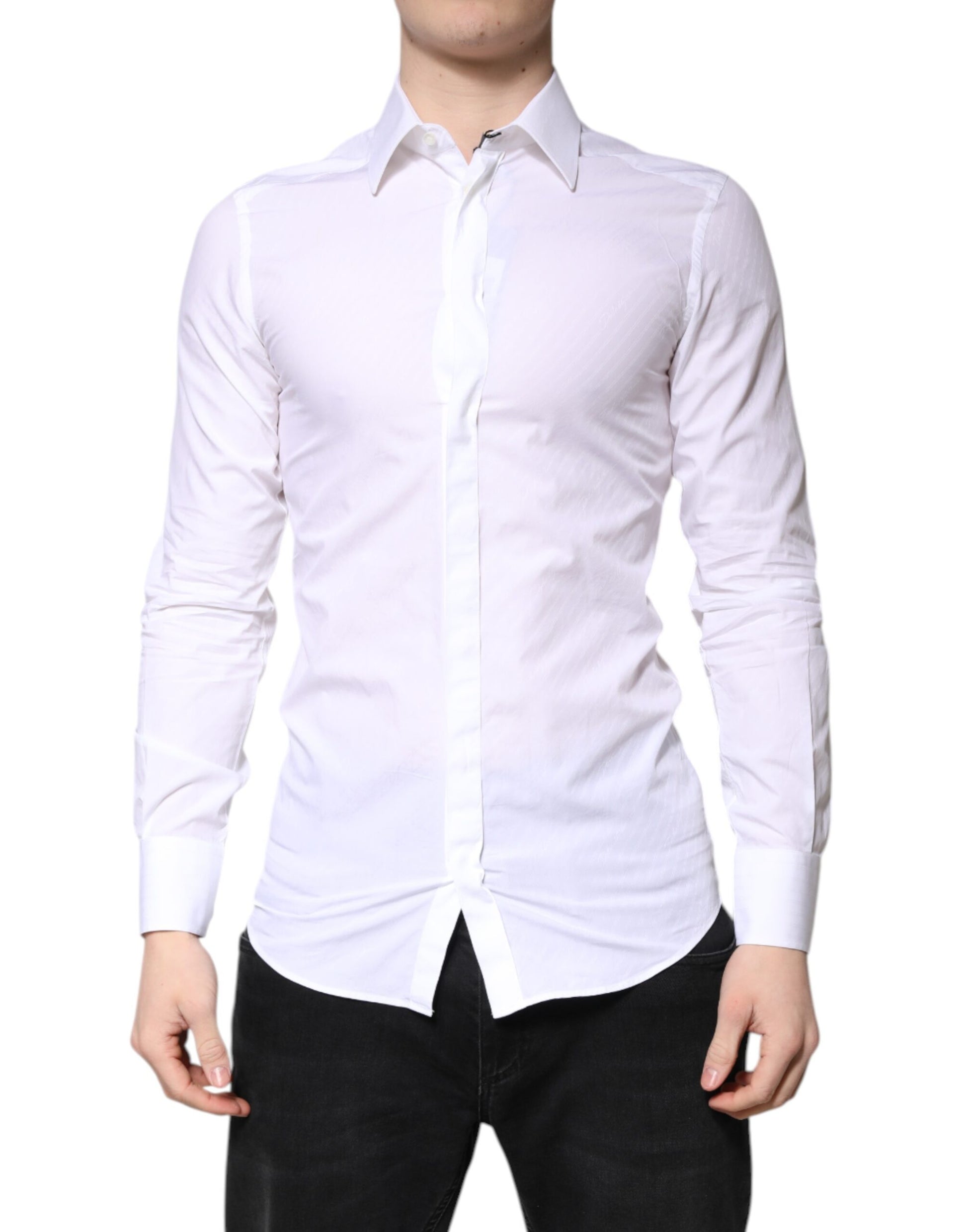 Chemise habillée Dolce & Gabbana GOLD en coton blanc à col classique